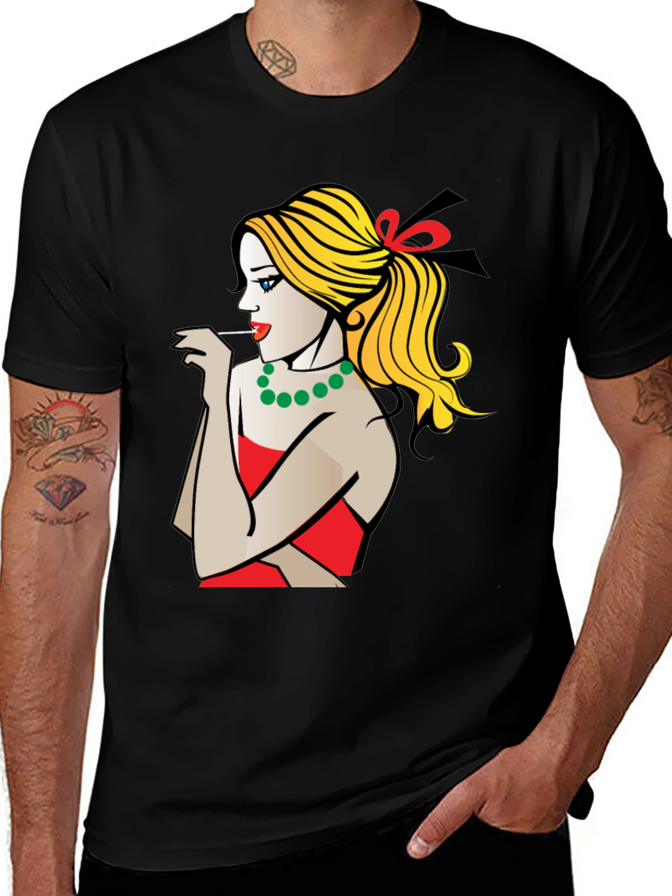 Variant 29 of Pop Art Woman Graphic T-Shirt - Black