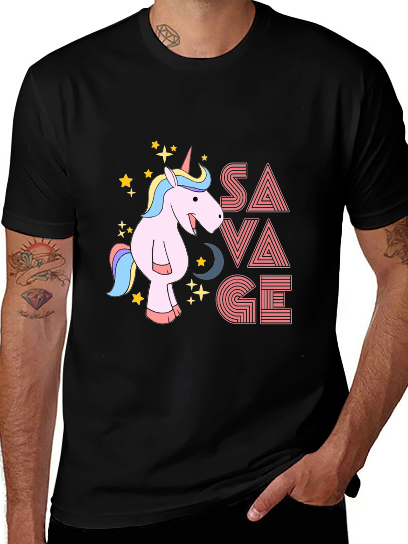 Variant 6 of Savage Unicorn Graphic Tee - Black Cotton