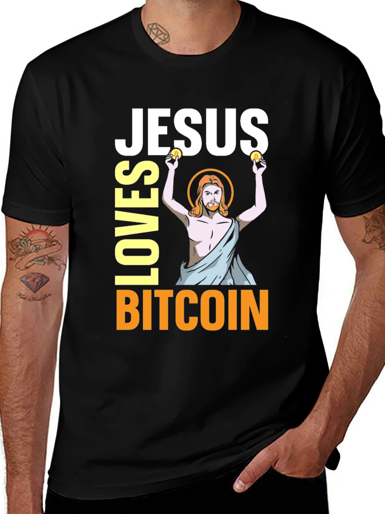 Jesus Loves Bitcoin T-Shirt Crypto Tee