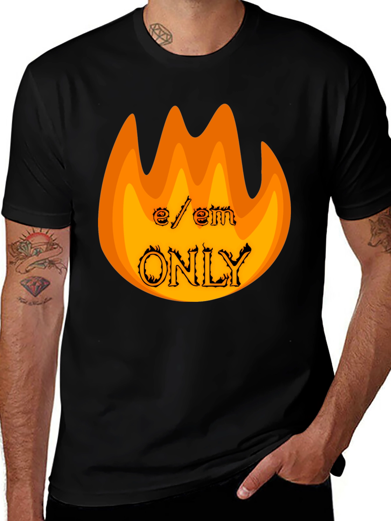 Variant 8 of Fiery E/em ONLY Graphic Tee - Bold Black T-Shirt