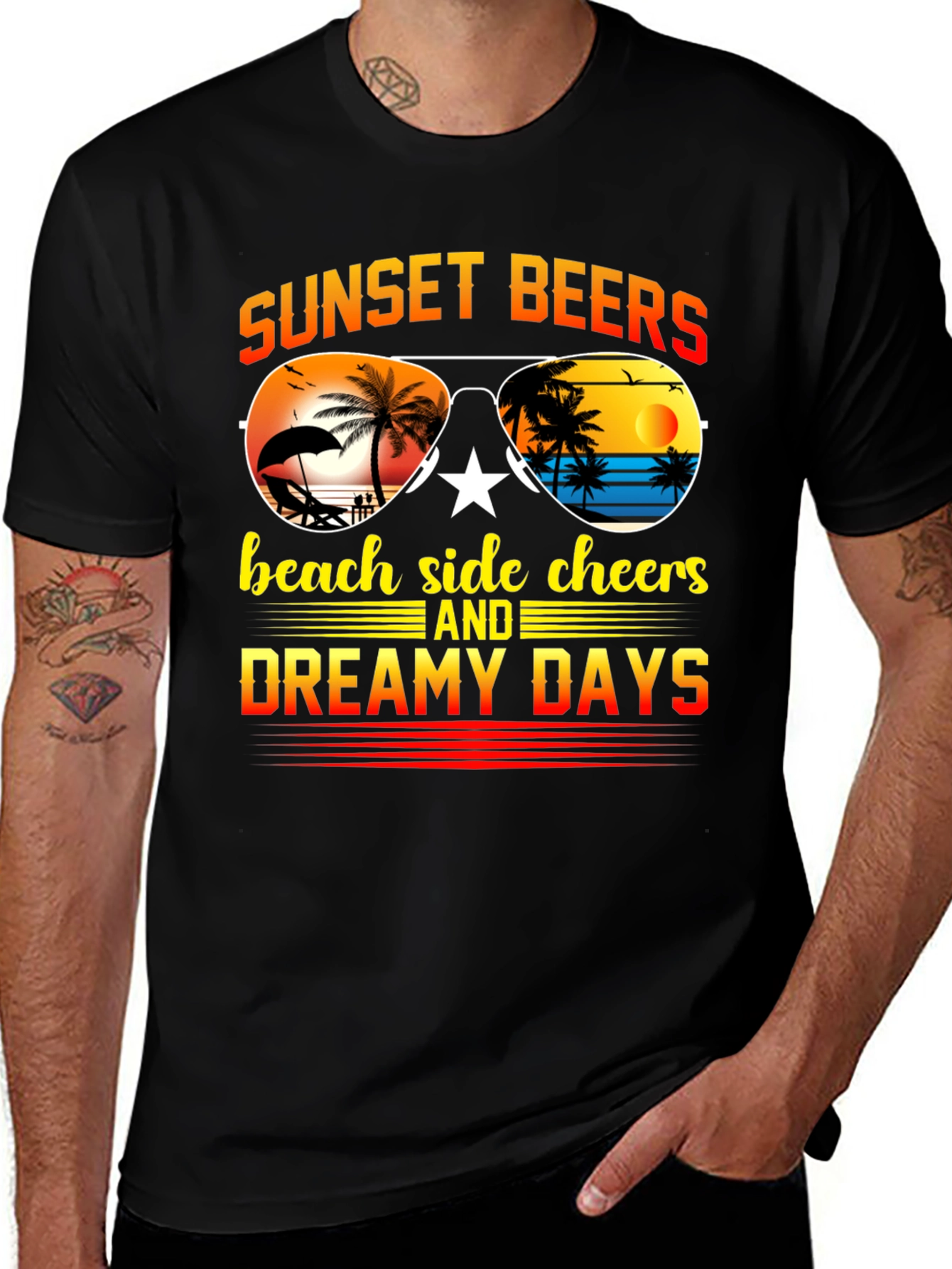 Variant 22 of Sunset Beers Beach T-Shirt - Dreamy Days Tee