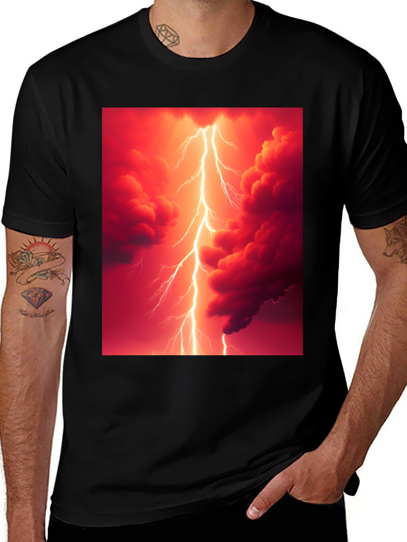 Variant 9 of Lightning Strike Graphic Black T-Shirt