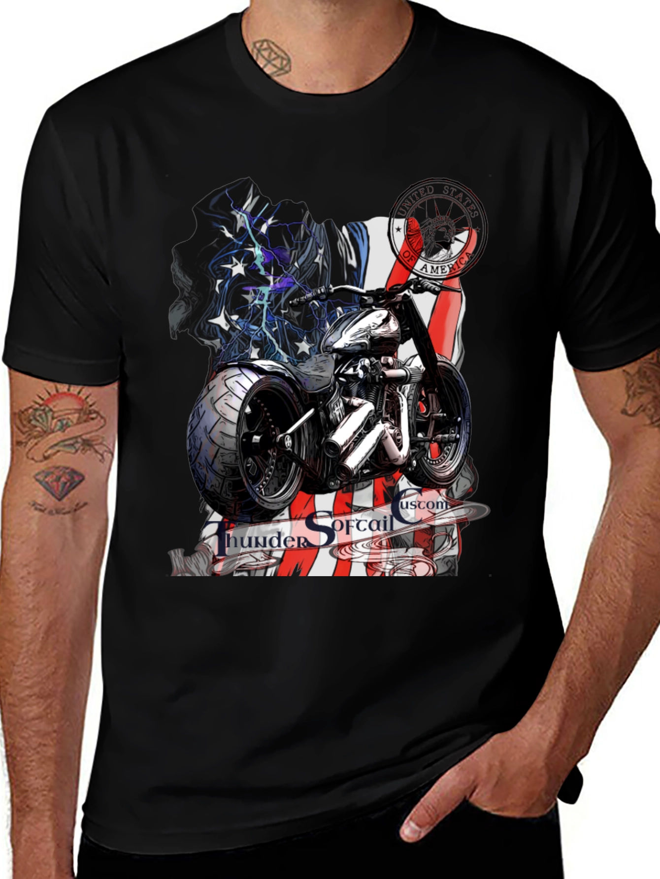 Variant 30 of Thunder Softail Motorcycle Graphic T-Shirt