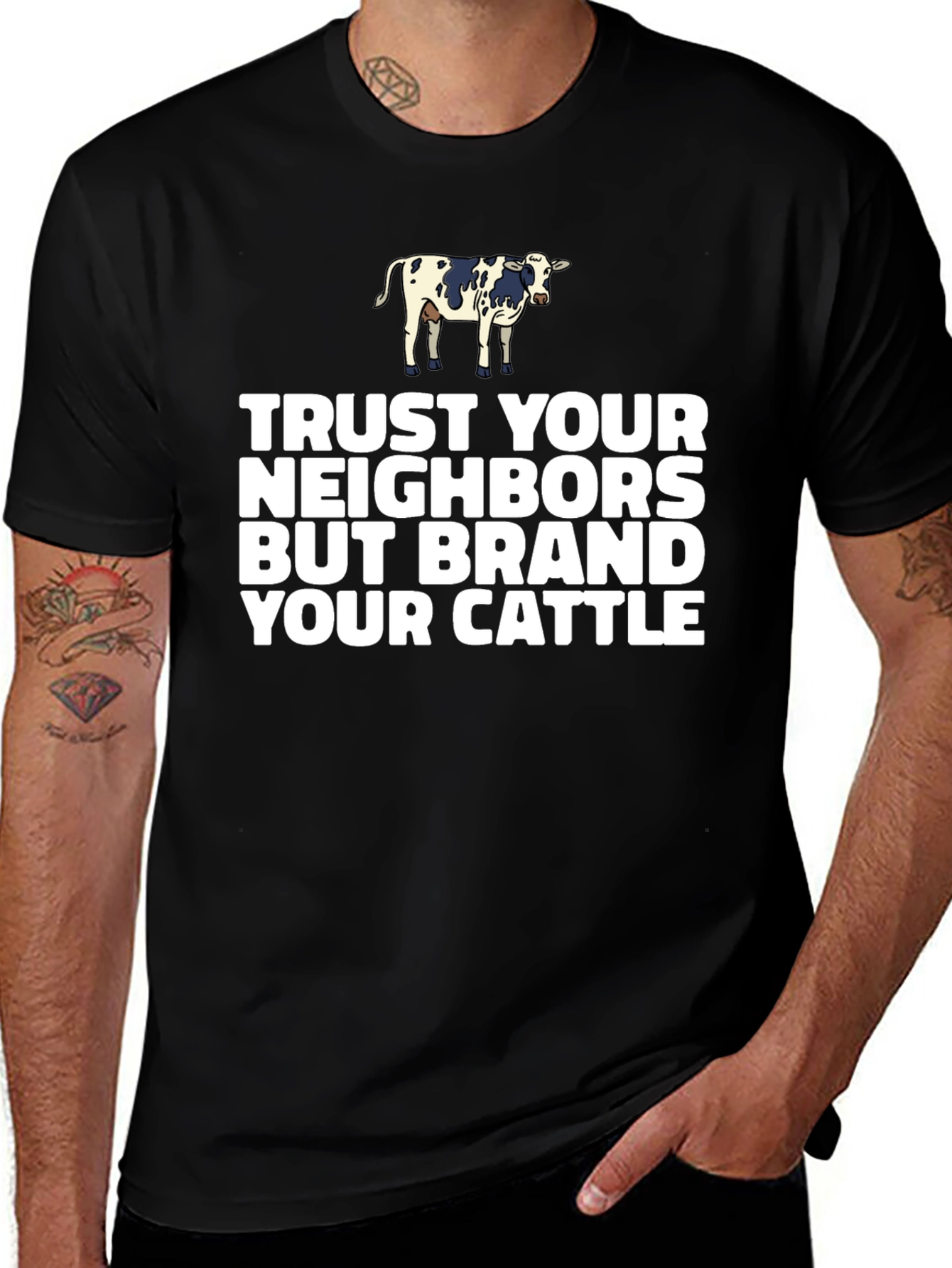 Trust Neighbors, Brand Cattle Graphic Tee