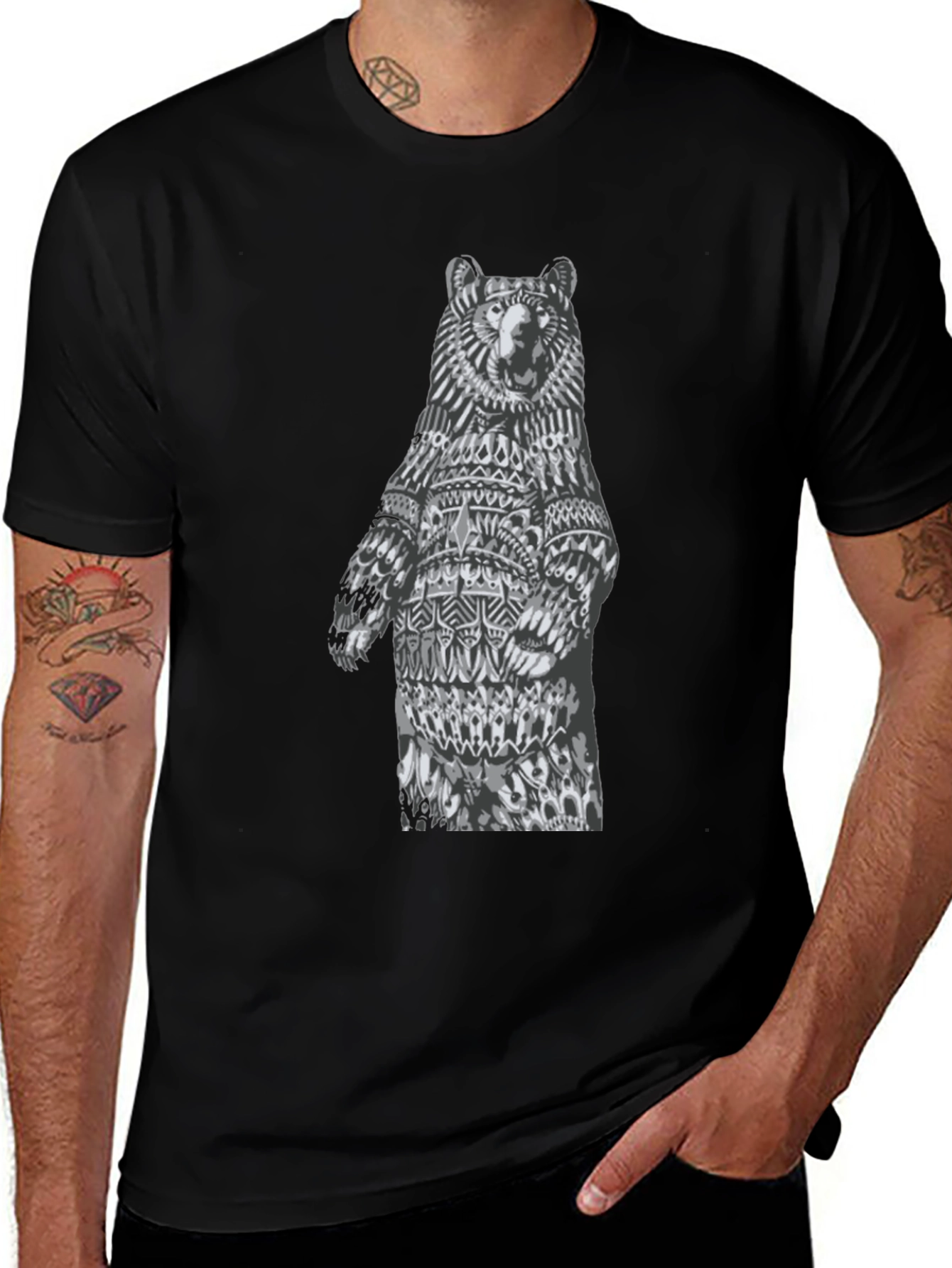 Variant 7 of Bear Graphic Tee - Unique Black T-Shirt