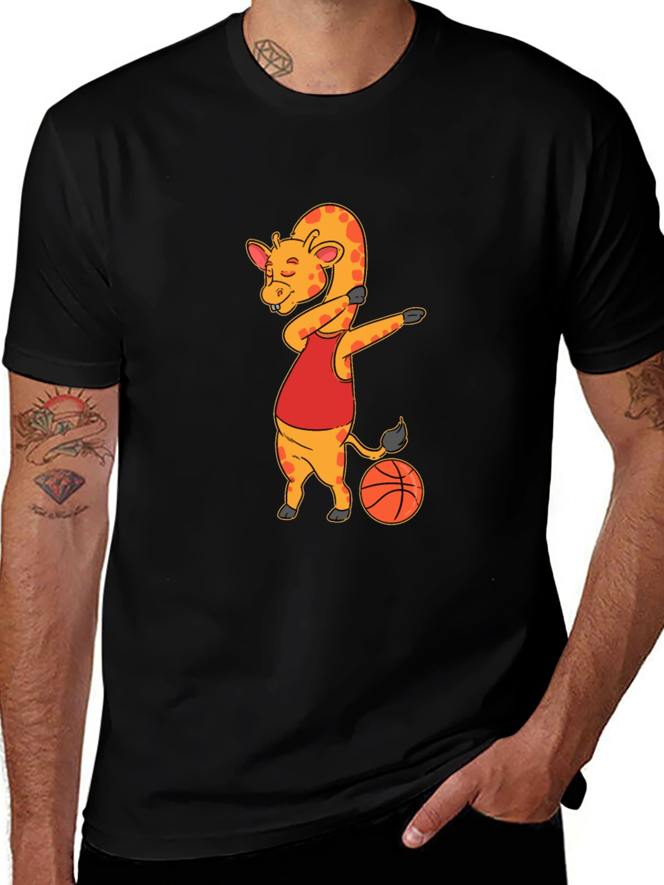 Variant 13 of Giraffe Dabbing Basketball T-Shirt