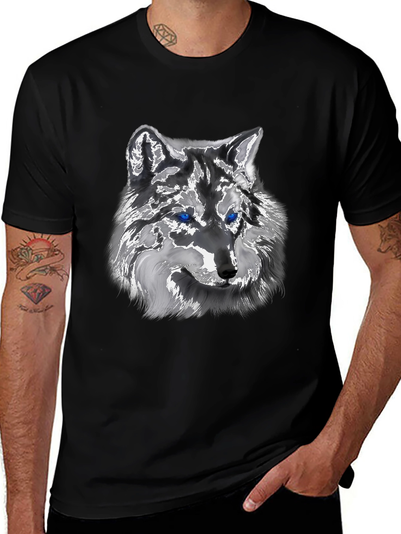 Variant 26 of Wolf Graphic Tee - Black