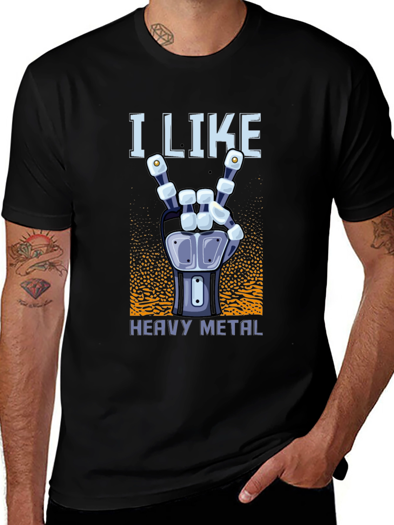 Variant 25 of I Like Heavy Metal Robot Hand T-Shirt