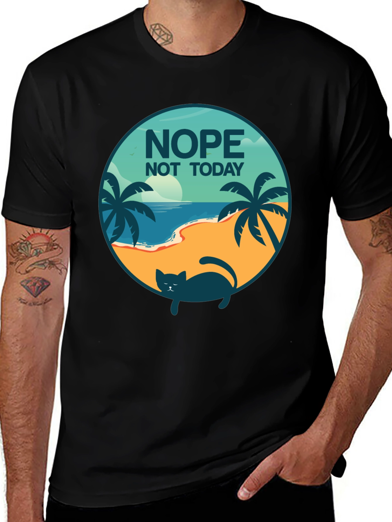 Variant 11 of Nope Not Today Cat Beach T-Shirt