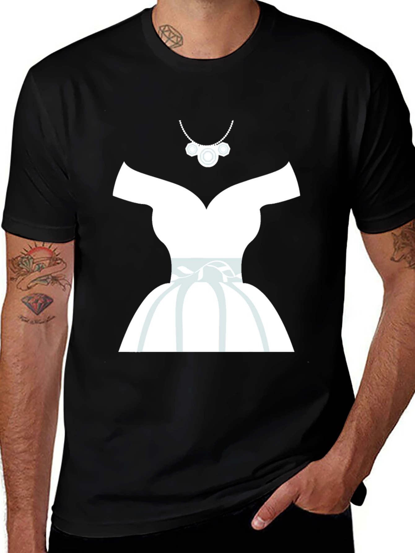 Novelty Wedding Dress Graphic Tee - Black