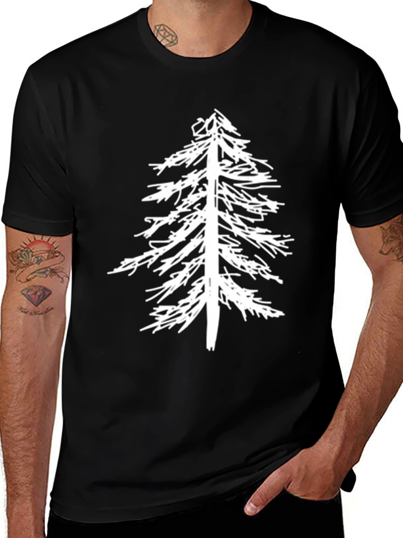 Variant 5 of Men's Black Tee with Tree Graphic
