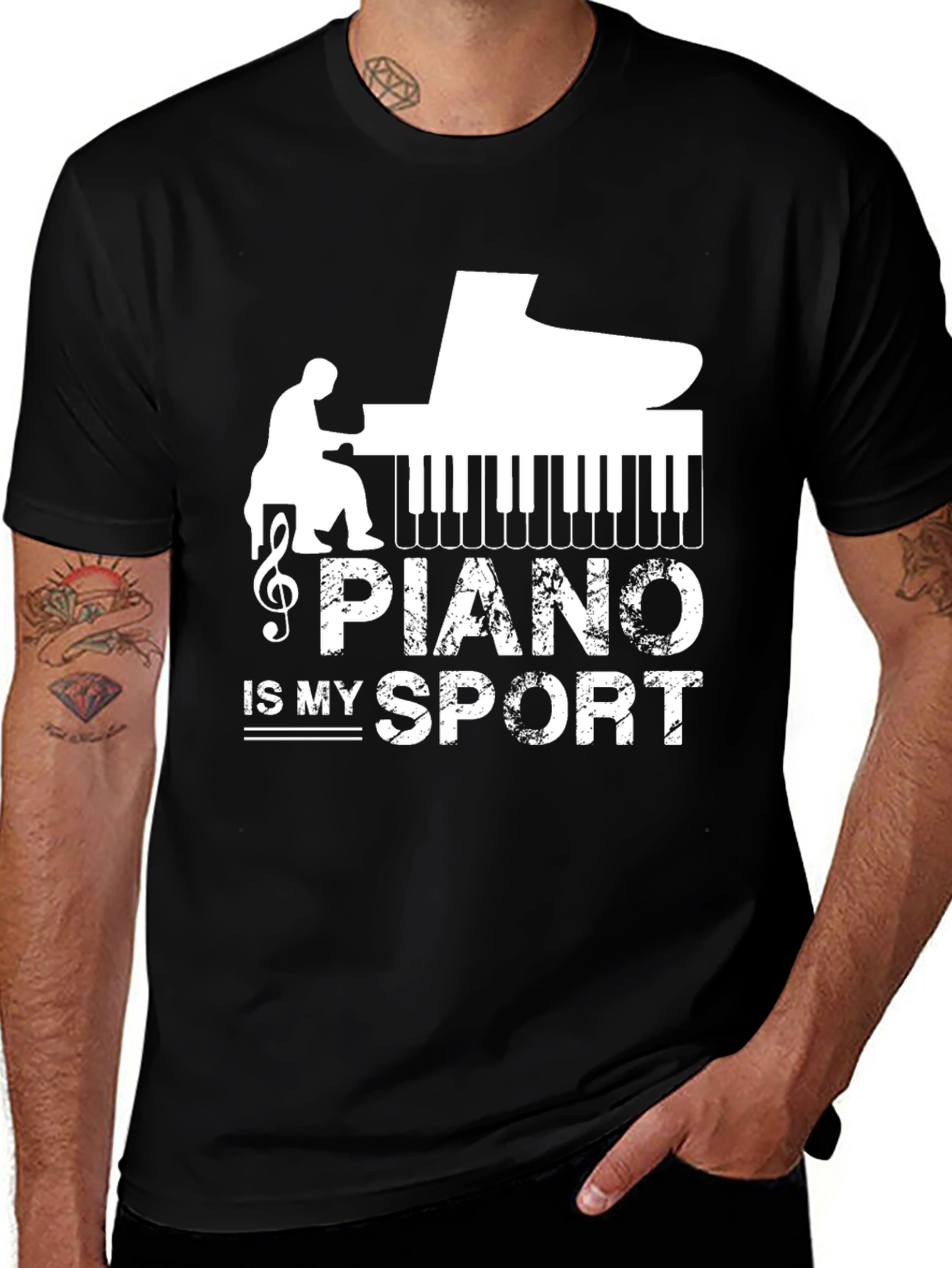 Variant 18 of Piano Is My Sport - Black T-Shirt