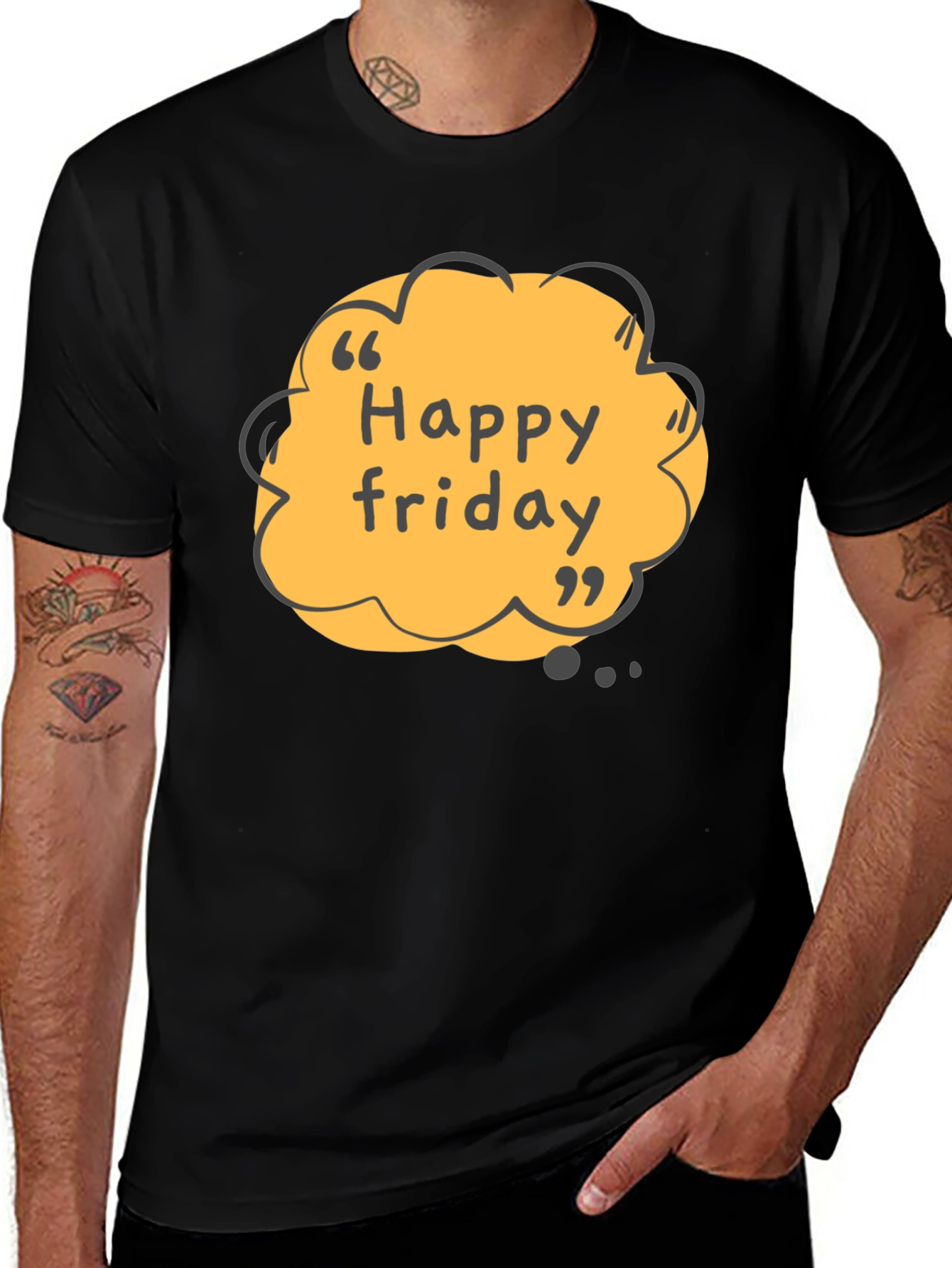 Variant 2 of Happy Friday Black T-Shirt