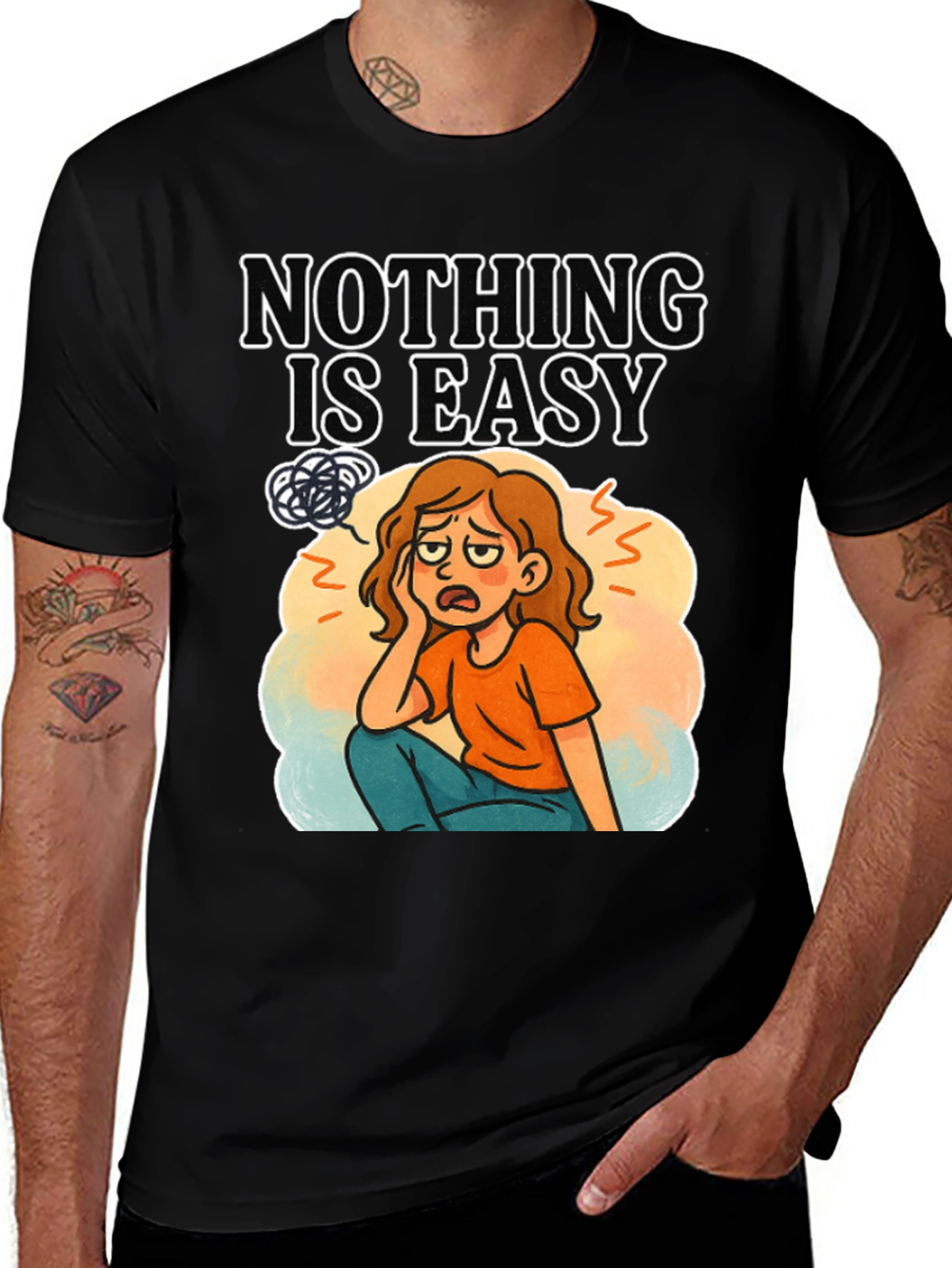 Variant 28 of Nothing Is Easy Graphic Tee - Black