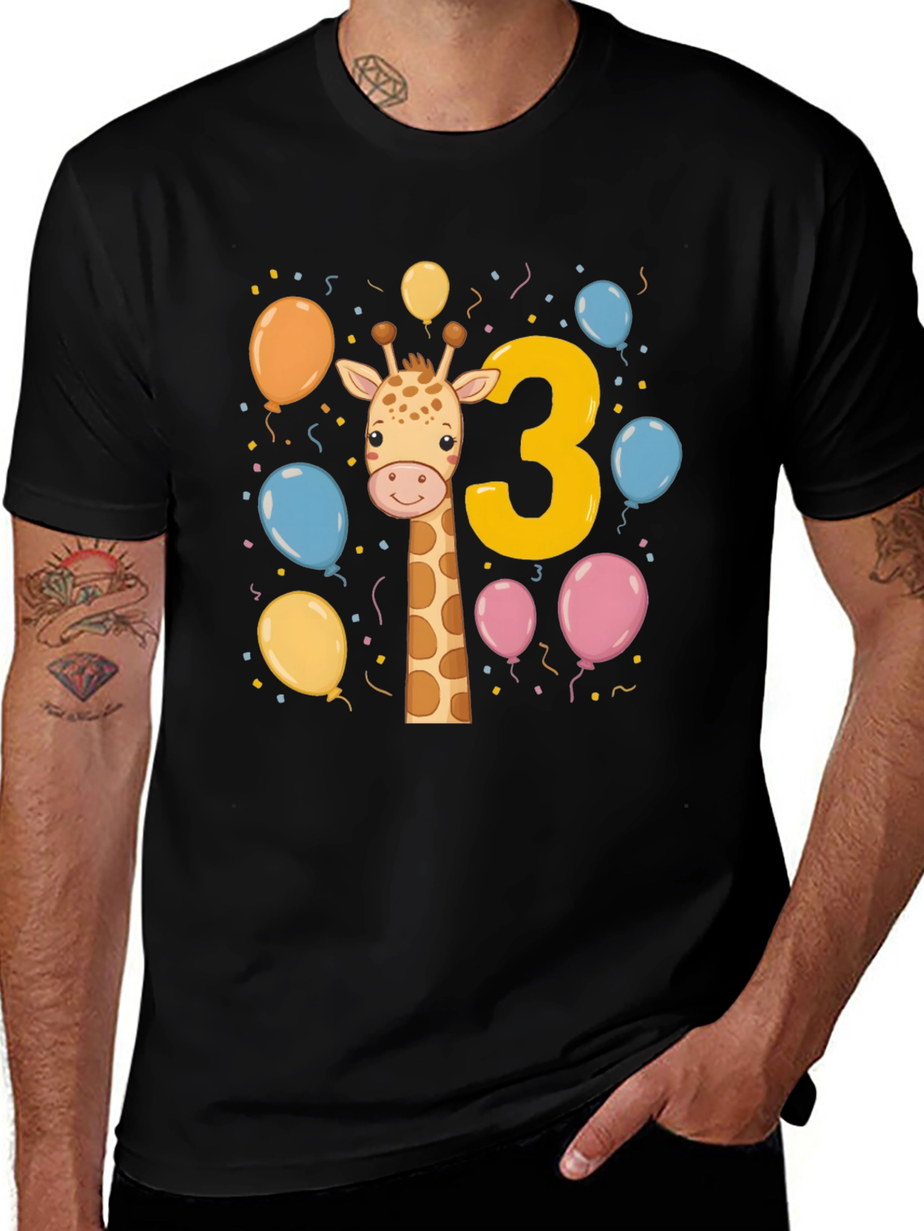 Giraffe 3rd Birthday Party T-Shirt