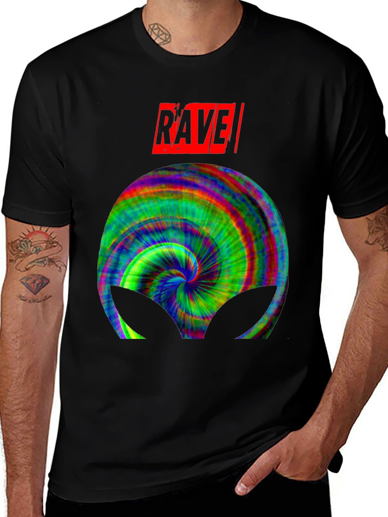 Variant 14 of Rave Alien Tie-Dye Graphic Tee - Cool Party Shirt