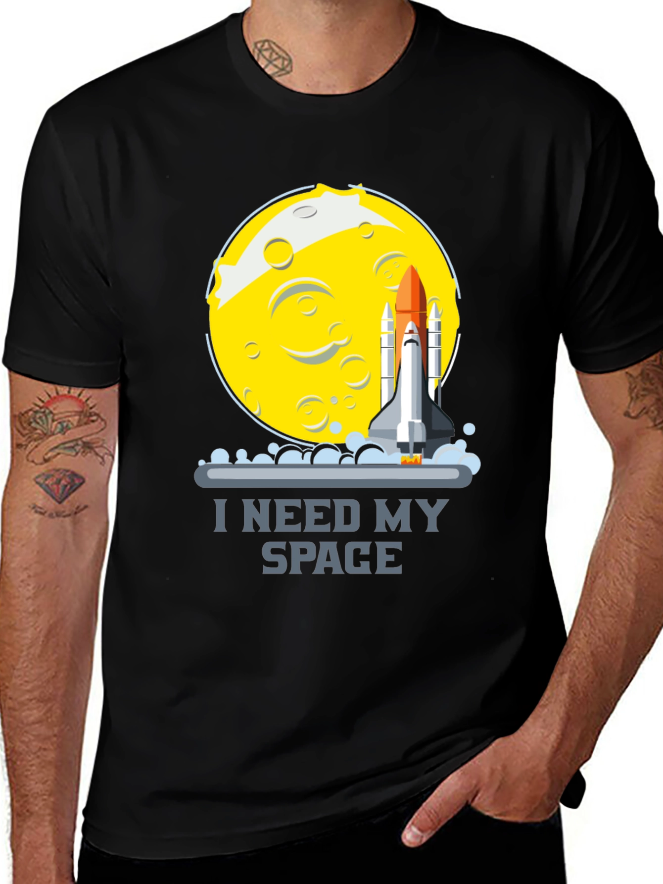 Variant 22 of I Need My Space T-Shirt - Moon & Rocket Graphic