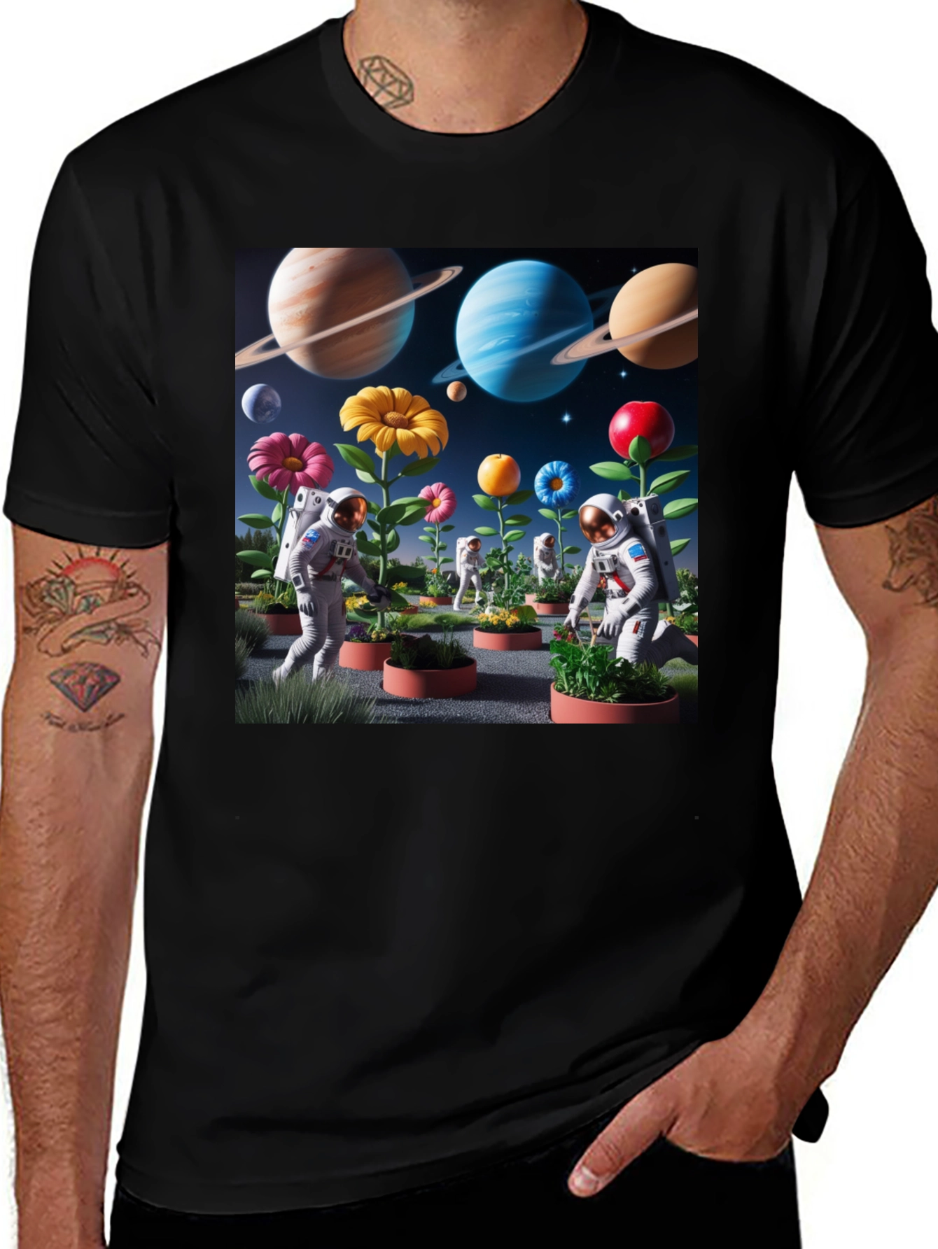 Variant 22 of Astronauts Gardening Planets T-Shirt