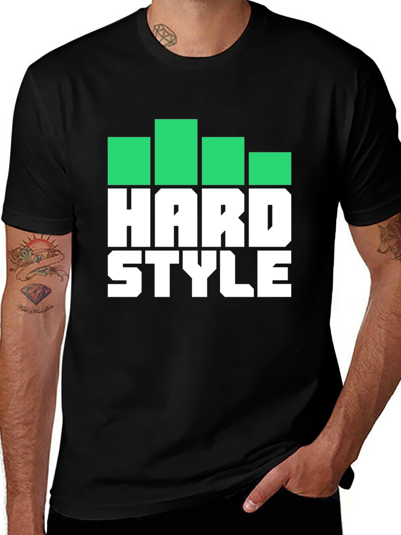 Variant 13 of Hard Style Graphic Print Men's Black T-Shirt