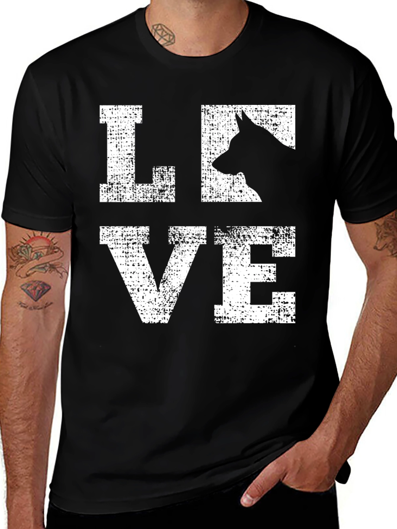 Variant 25 of Dog Breed LOVE Graphic Tee - Black
