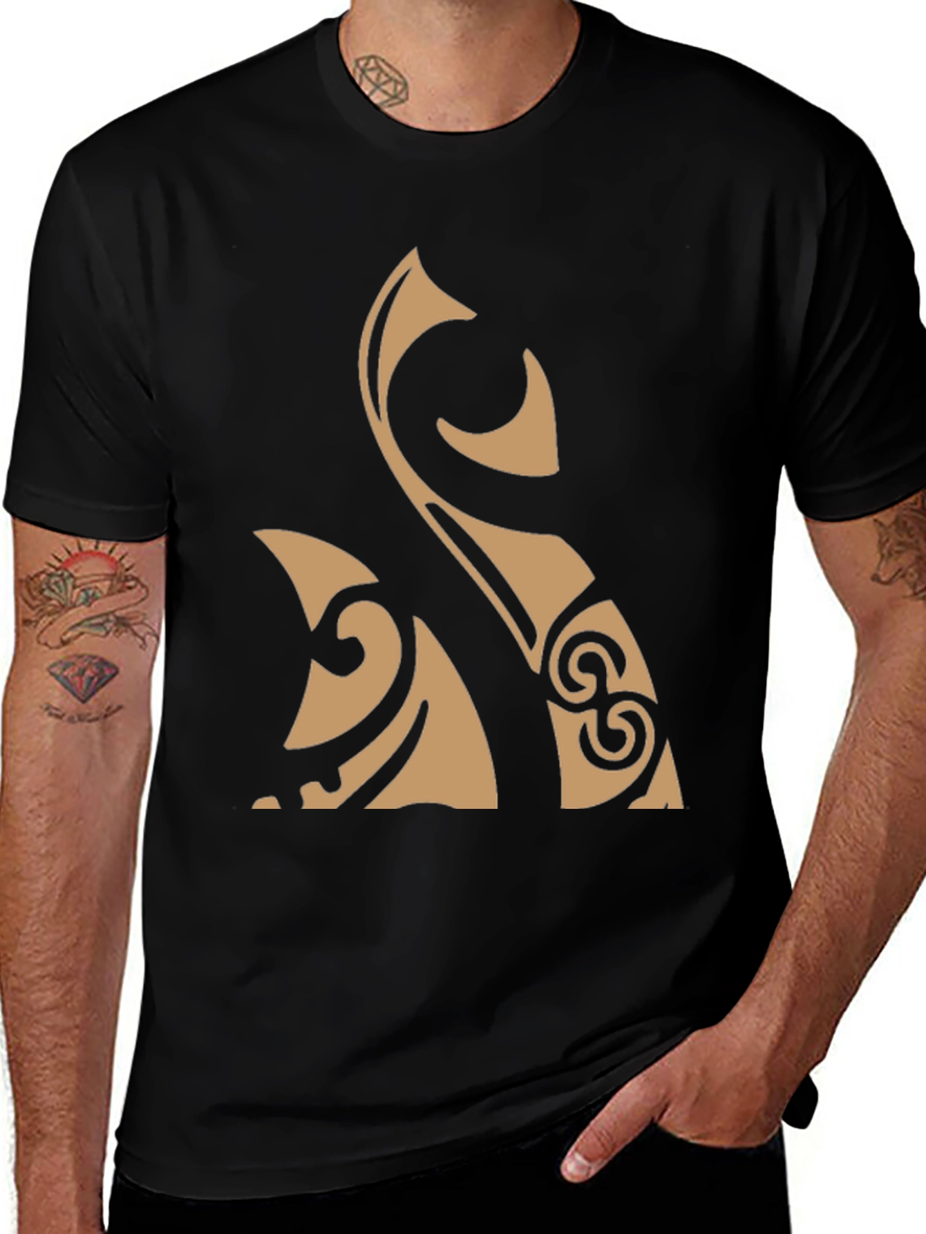 Variant 25 of Tribal Design Black T-Shirt