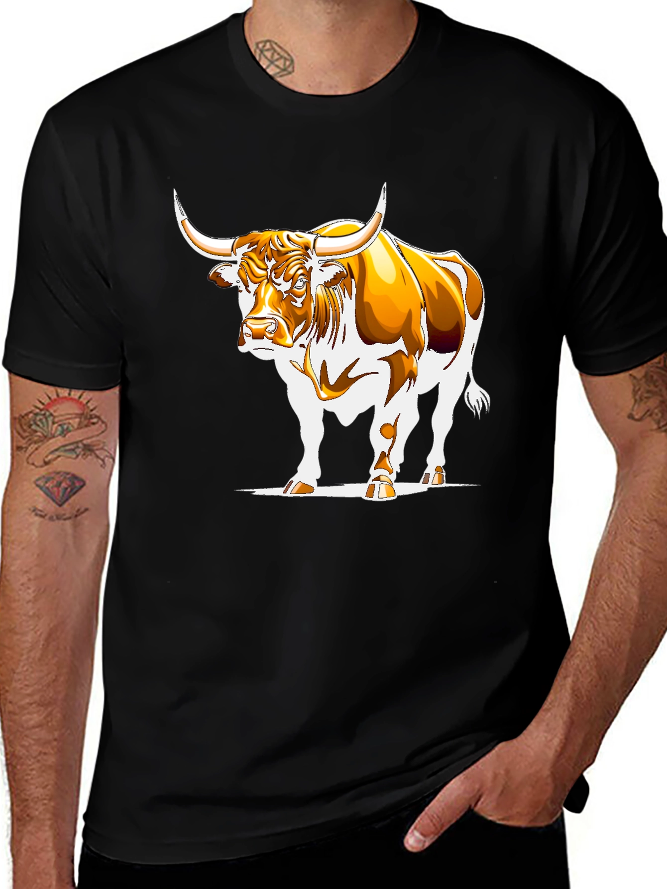Variant 15 of Bull Graphic Black T-Shirt - Bold Animal Design