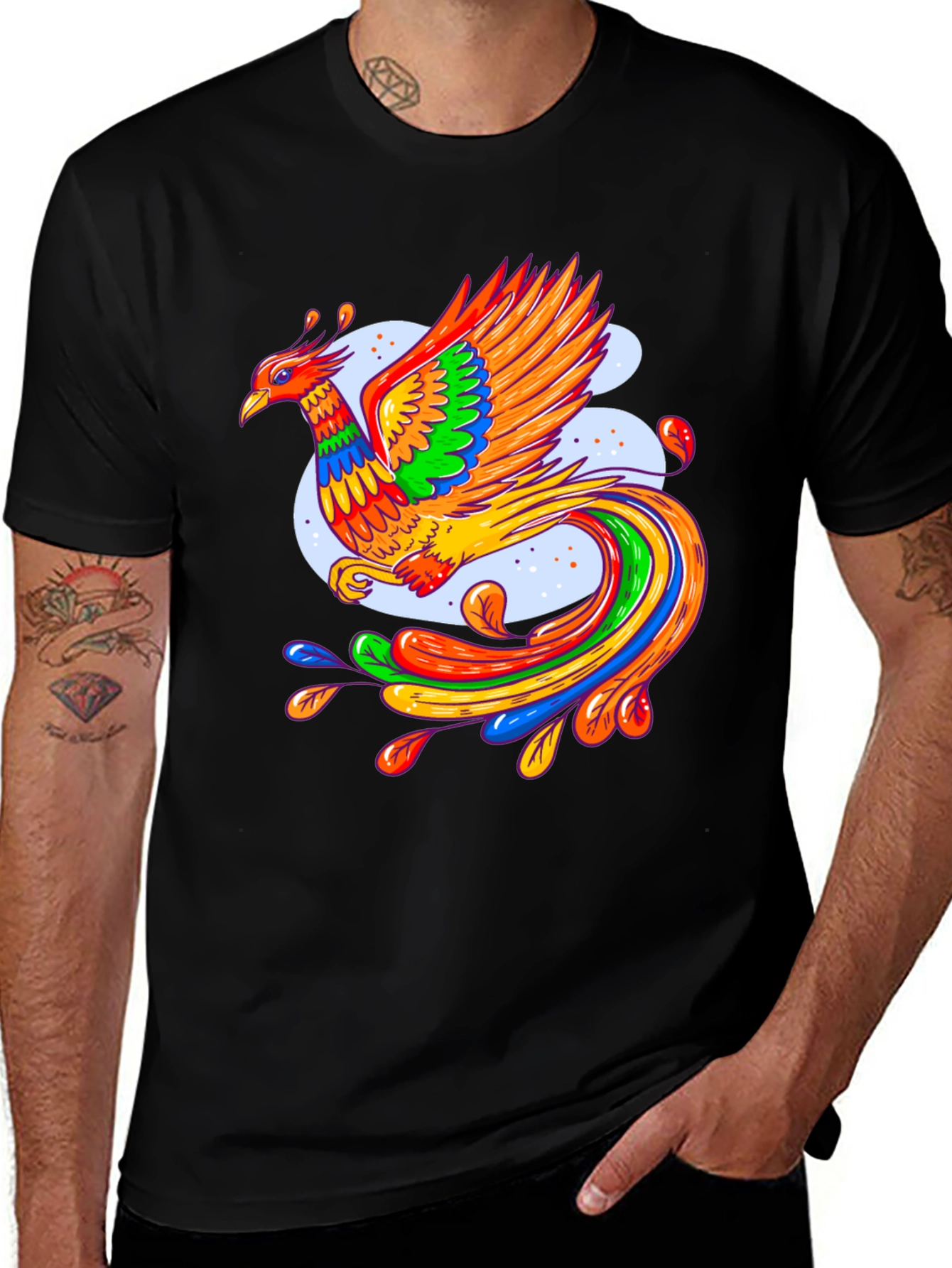 Variant 8 of Vibrant Phoenix Graphic Black T-Shirt