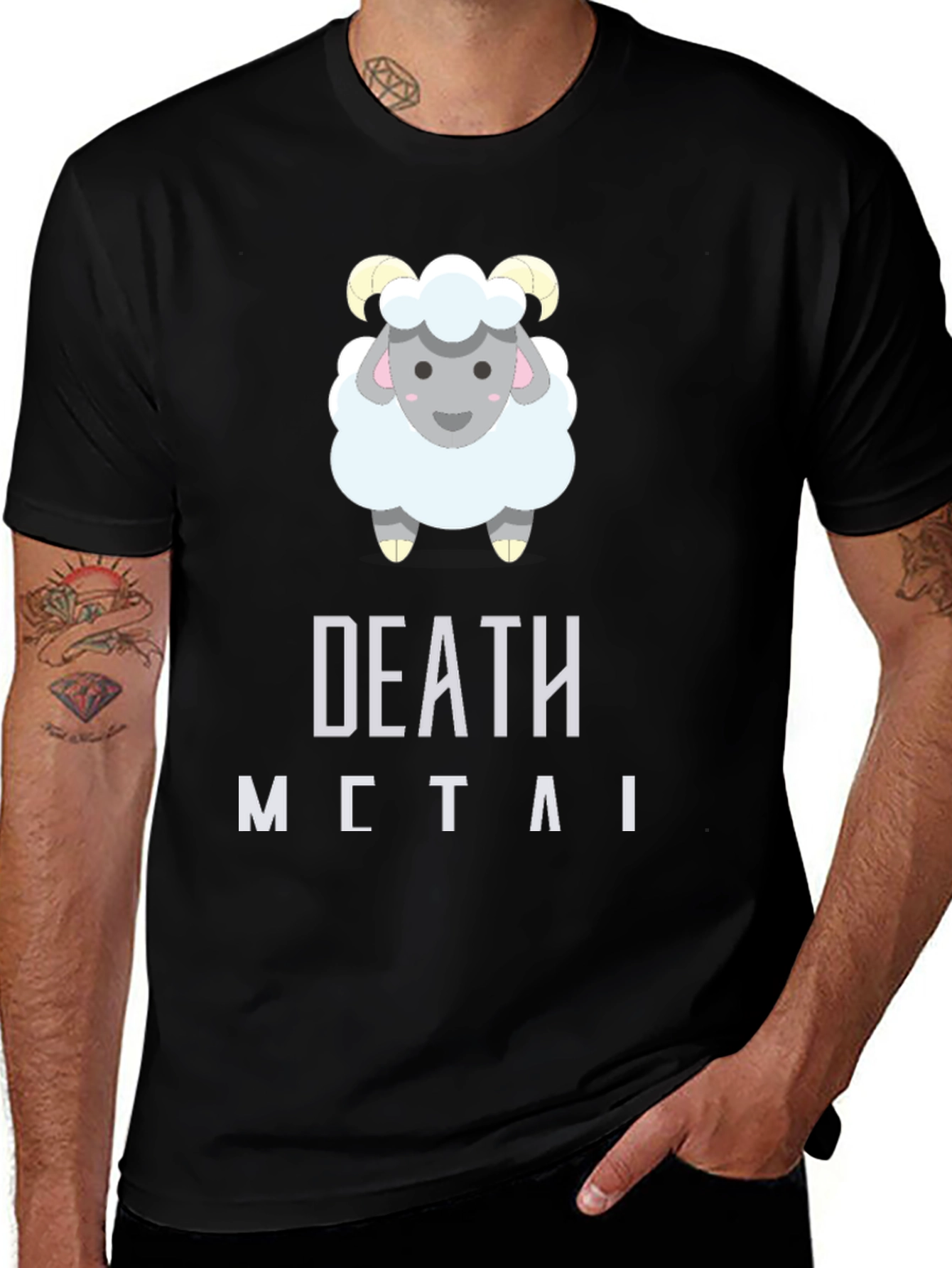 Variant 21 of Death Metal Sheep T-Shirt - Black Graphic Tee