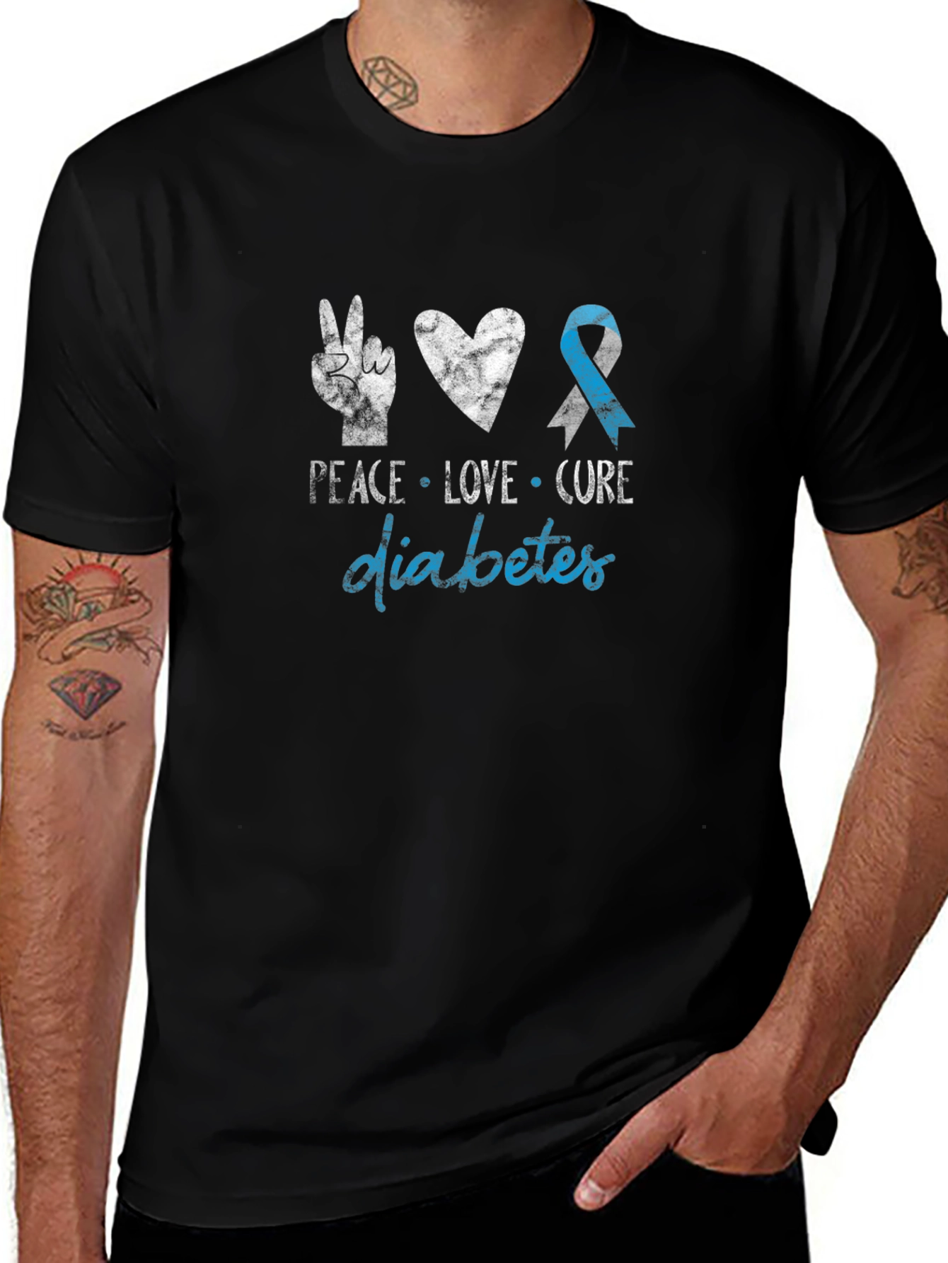 Peace Love Cure Diabetes Awareness T-Shirt