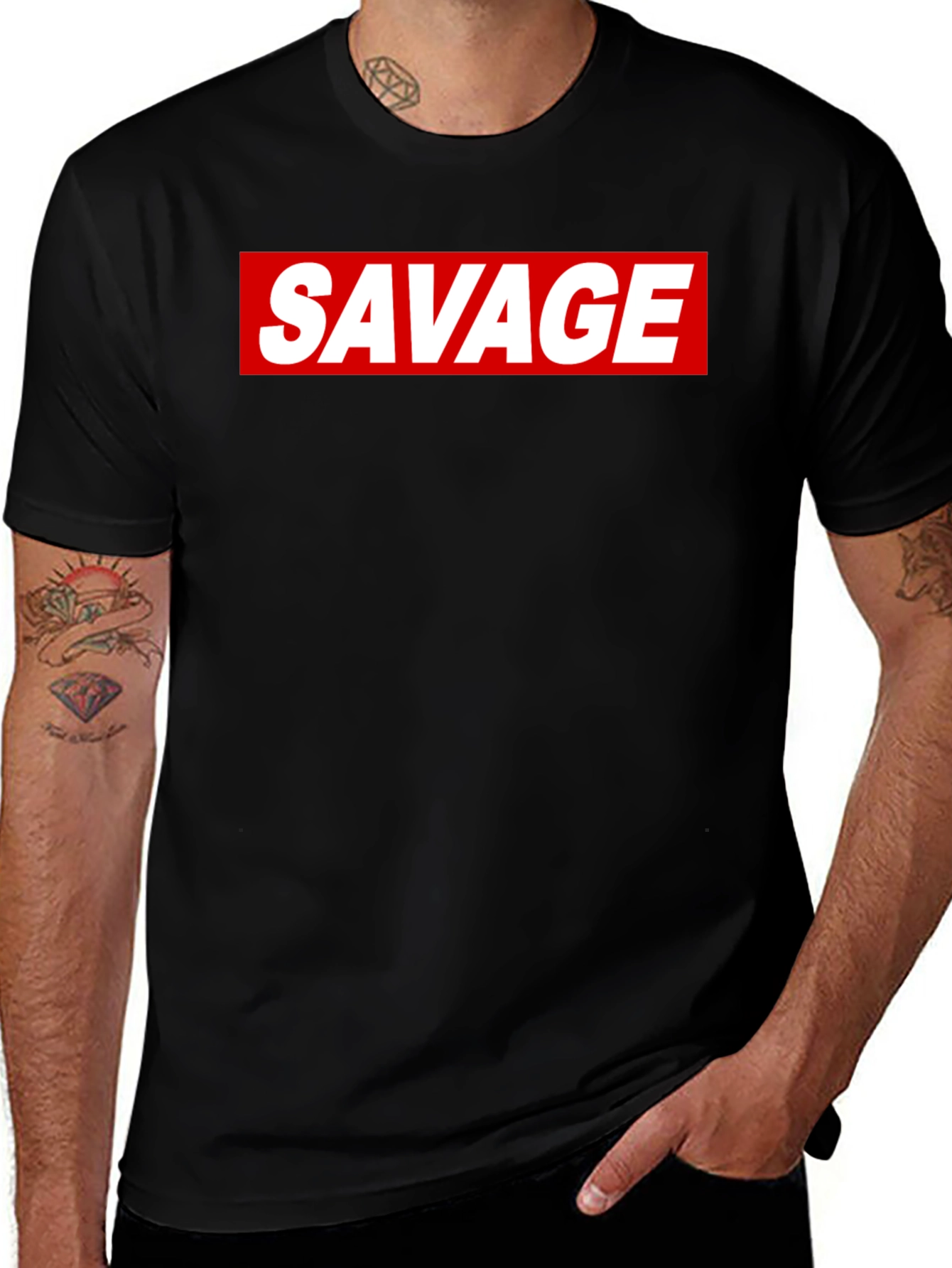 Variant 13 of Savage Graphic Print Tee - Bold Streetwear Style