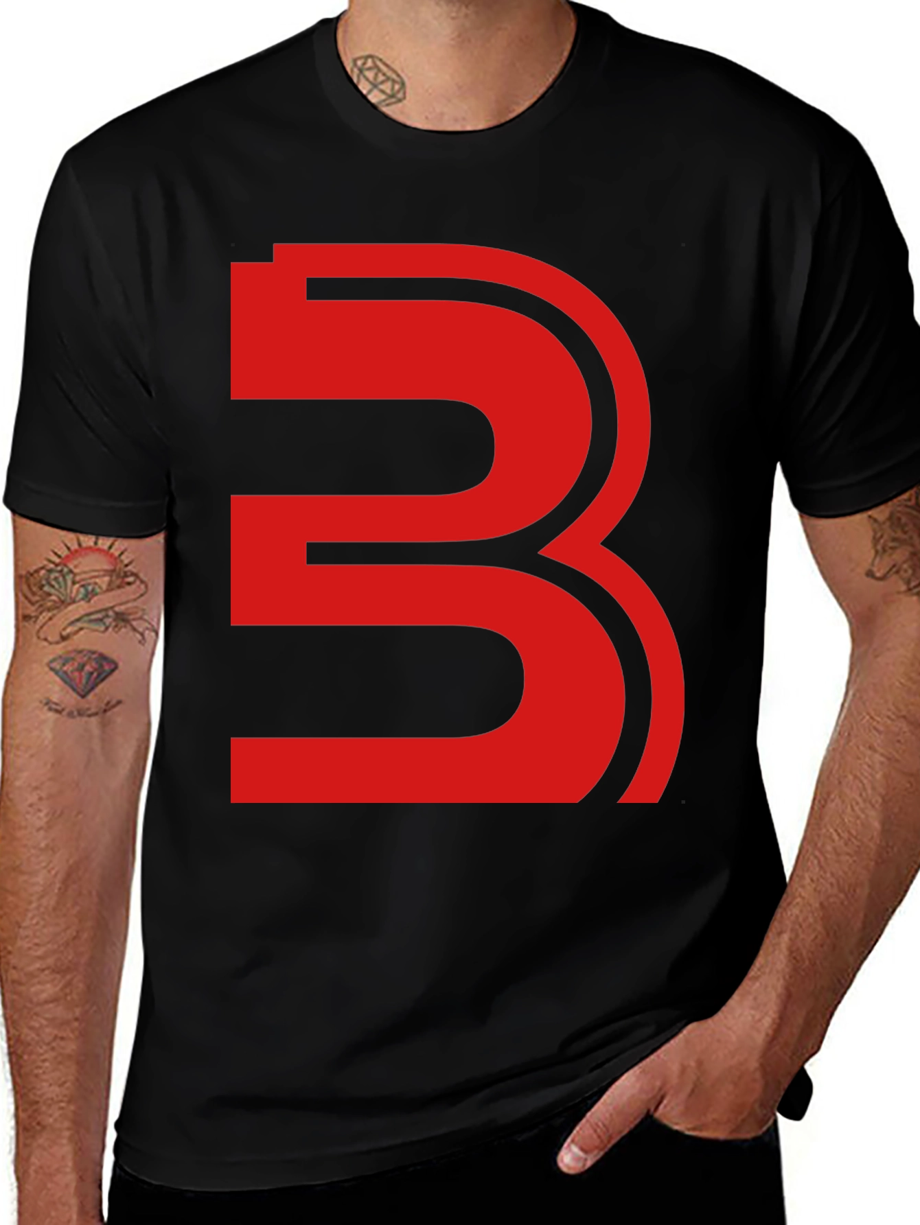 Variant 8 of Bold Red 3 Graphic Black T-Shirt
