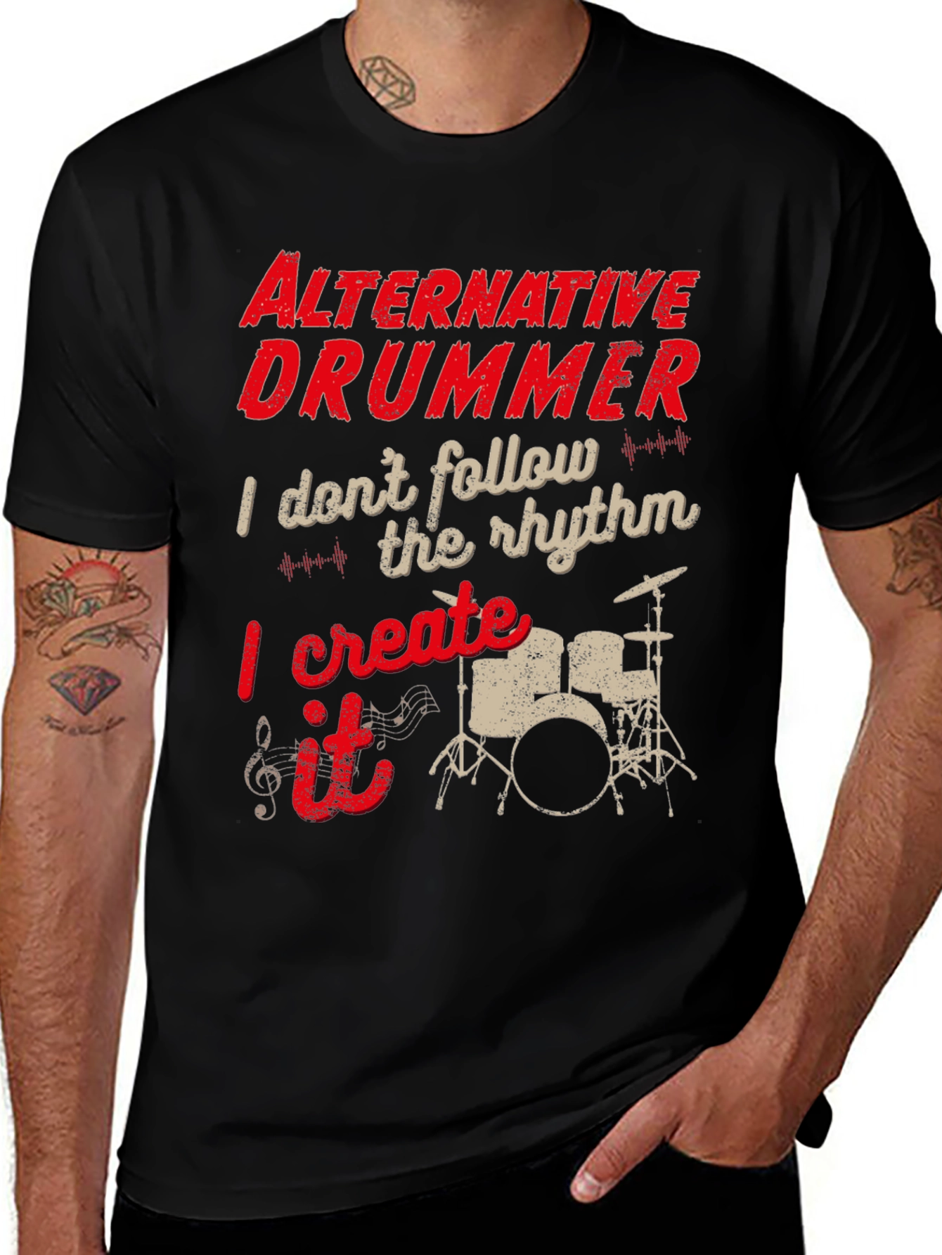 Variant 12 of Alternative Drummer Graphic Tee - Music Lover T-Shirt
