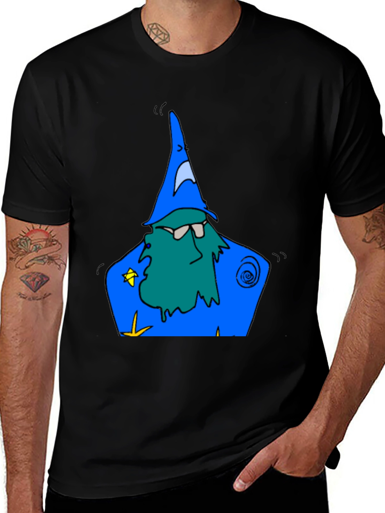 Variant 7 of Wizard Graphic Tee - Cotton Black T-Shirt