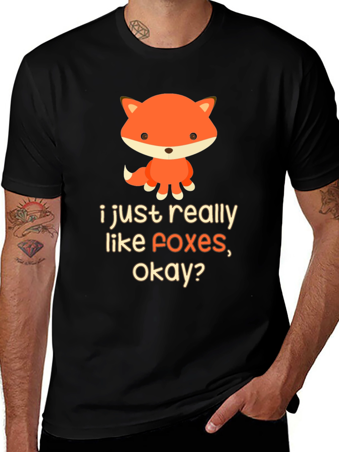 Variant 10 of Cute Fox Graphic T-Shirt - "I just really like foxes, okay?"