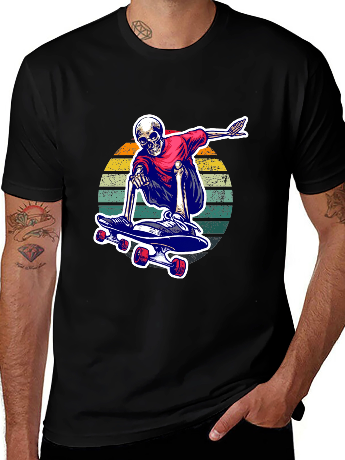 Variant 17 of Skeleton Skateboarder T-Shirt - Cool Graphic Tee