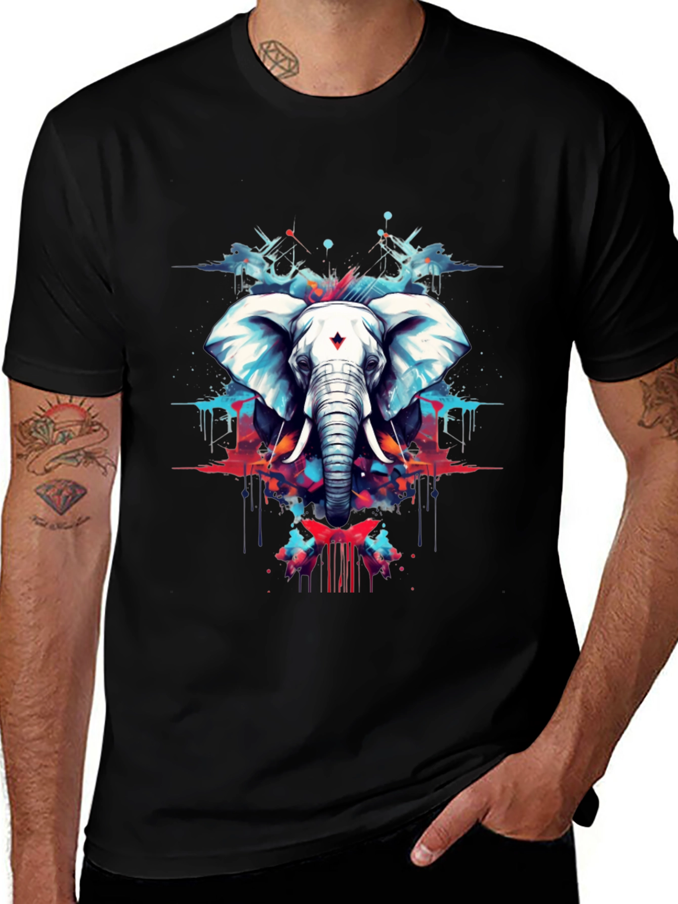 Variant 12 of Elephant Art Black Tee - Stylish Graphic Print