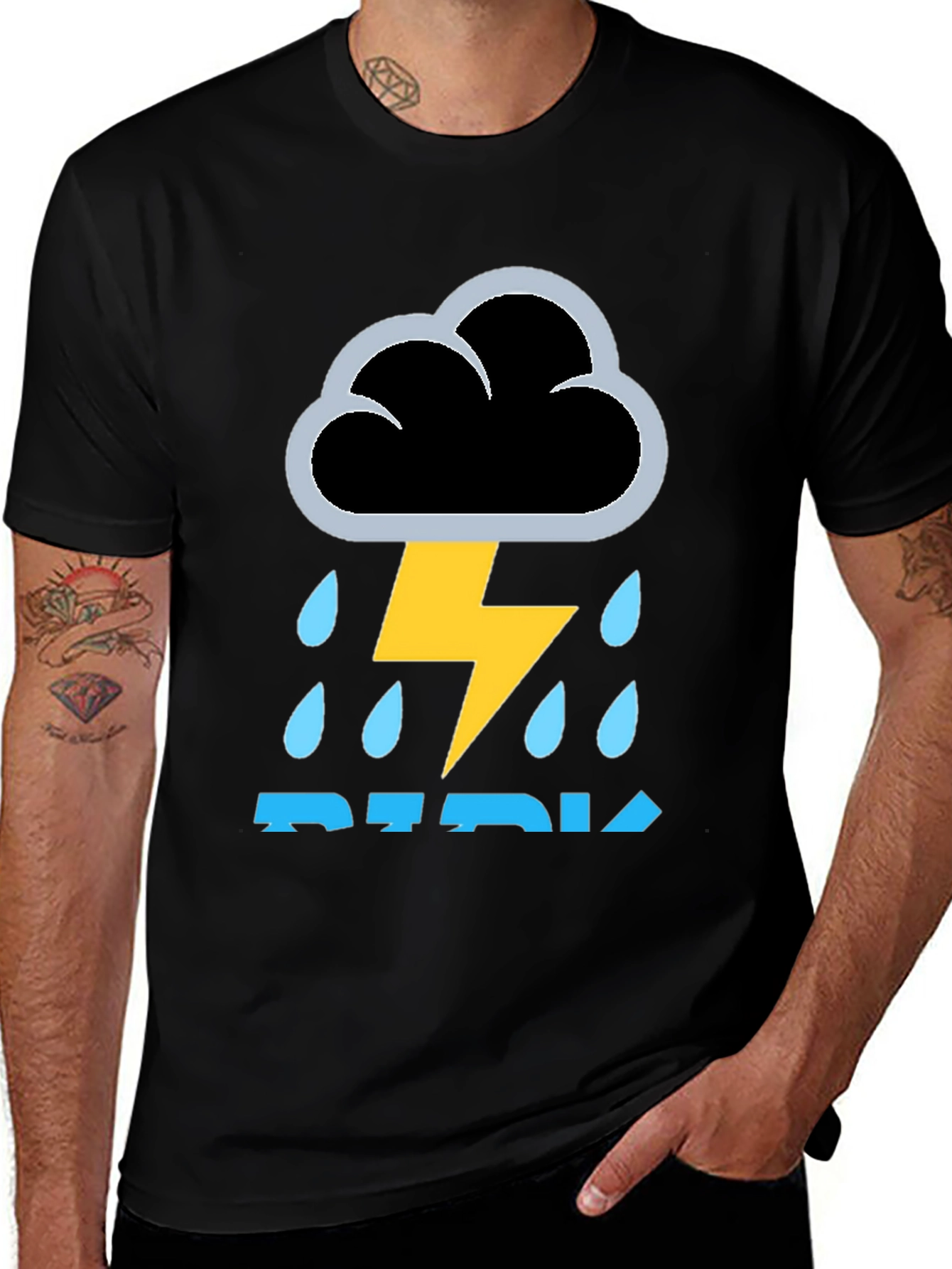 Variant 5 of Stormy Weather Graphic Tee - Black Cotton T-Shirt