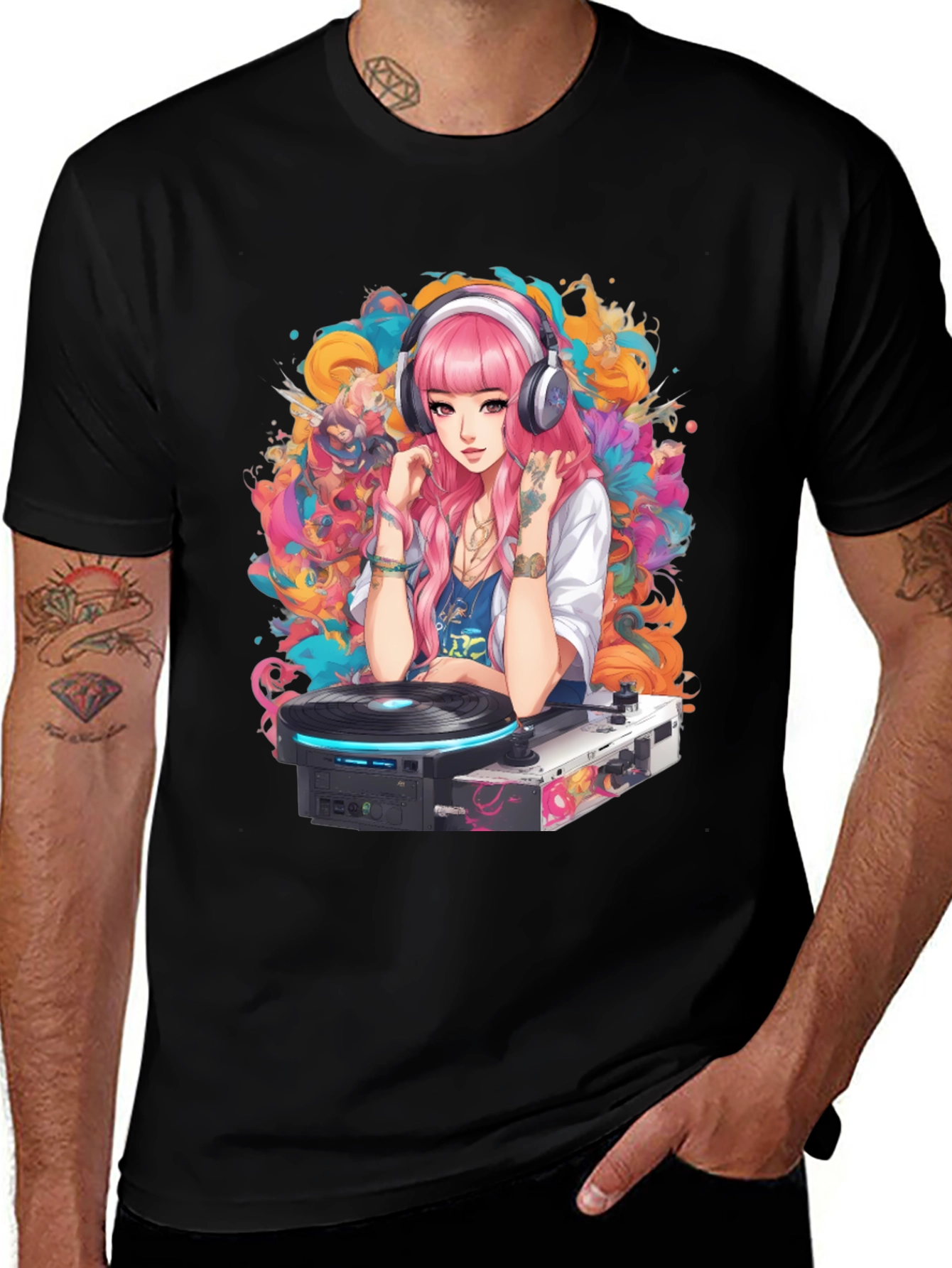 Variant 18 of DJ Anime Girl Graphic Tee