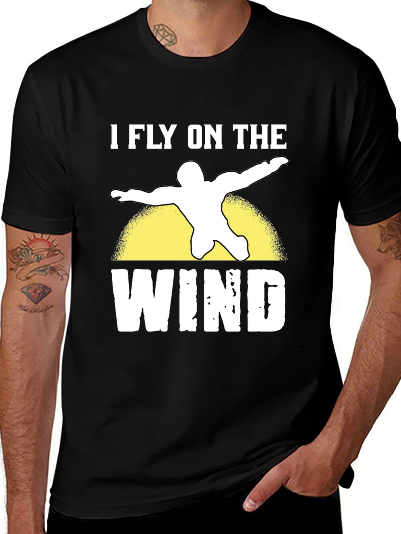 Variant 17 of I Fly On The Wind Skydiving Black T-Shirt