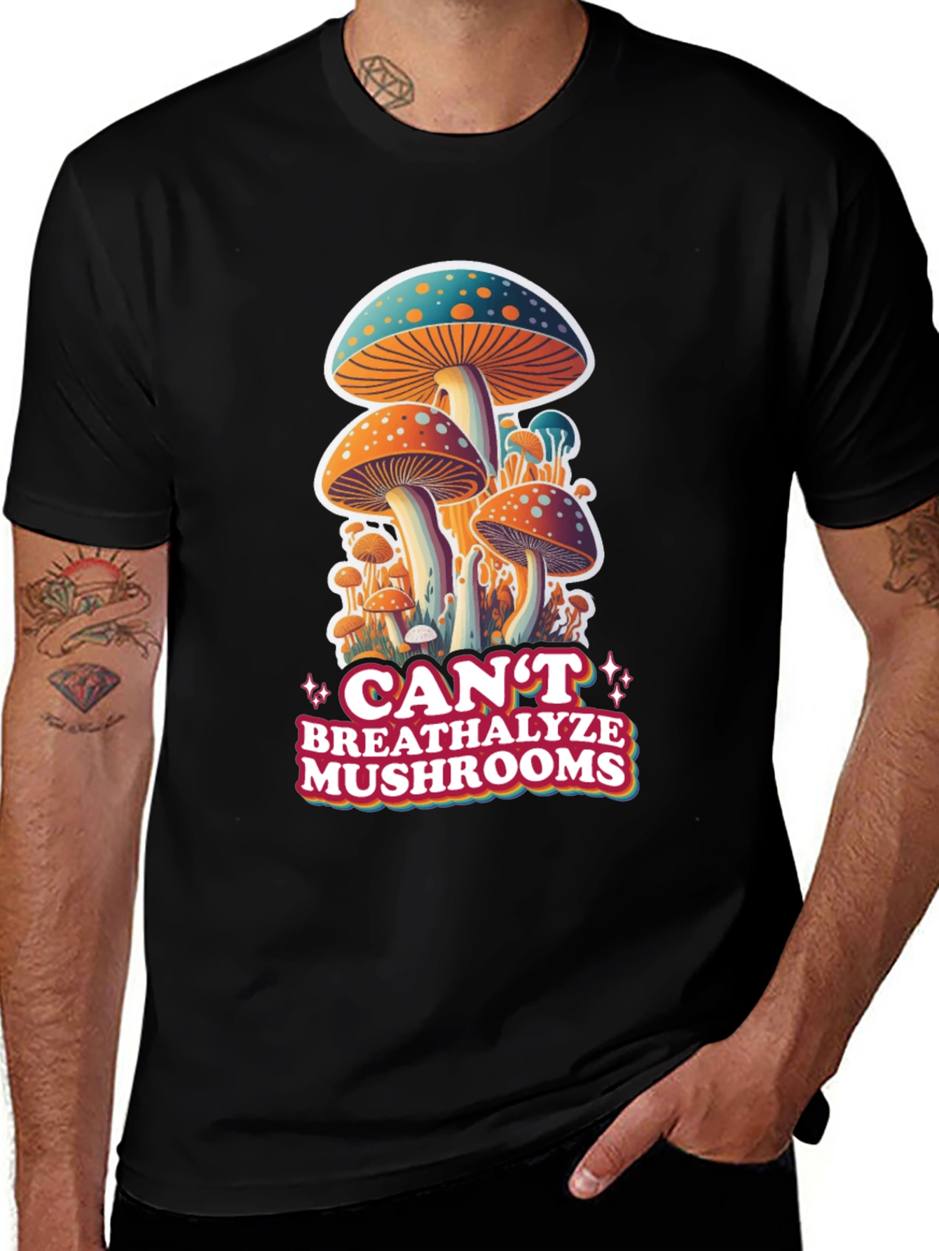 Variant 27 of Can't Breathalyze Mushrooms Graphic Tee
