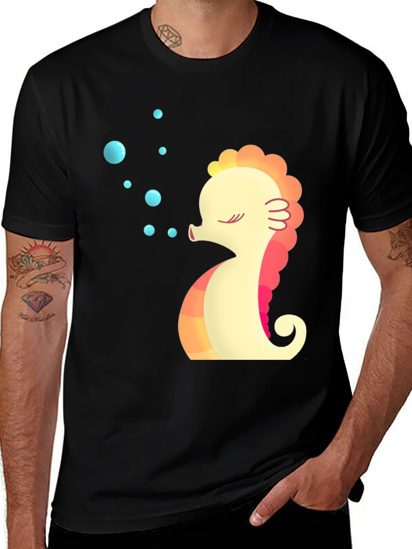 Variant 17 of Seahorse Bubble T-Shirt - Cute Sea Life Tee