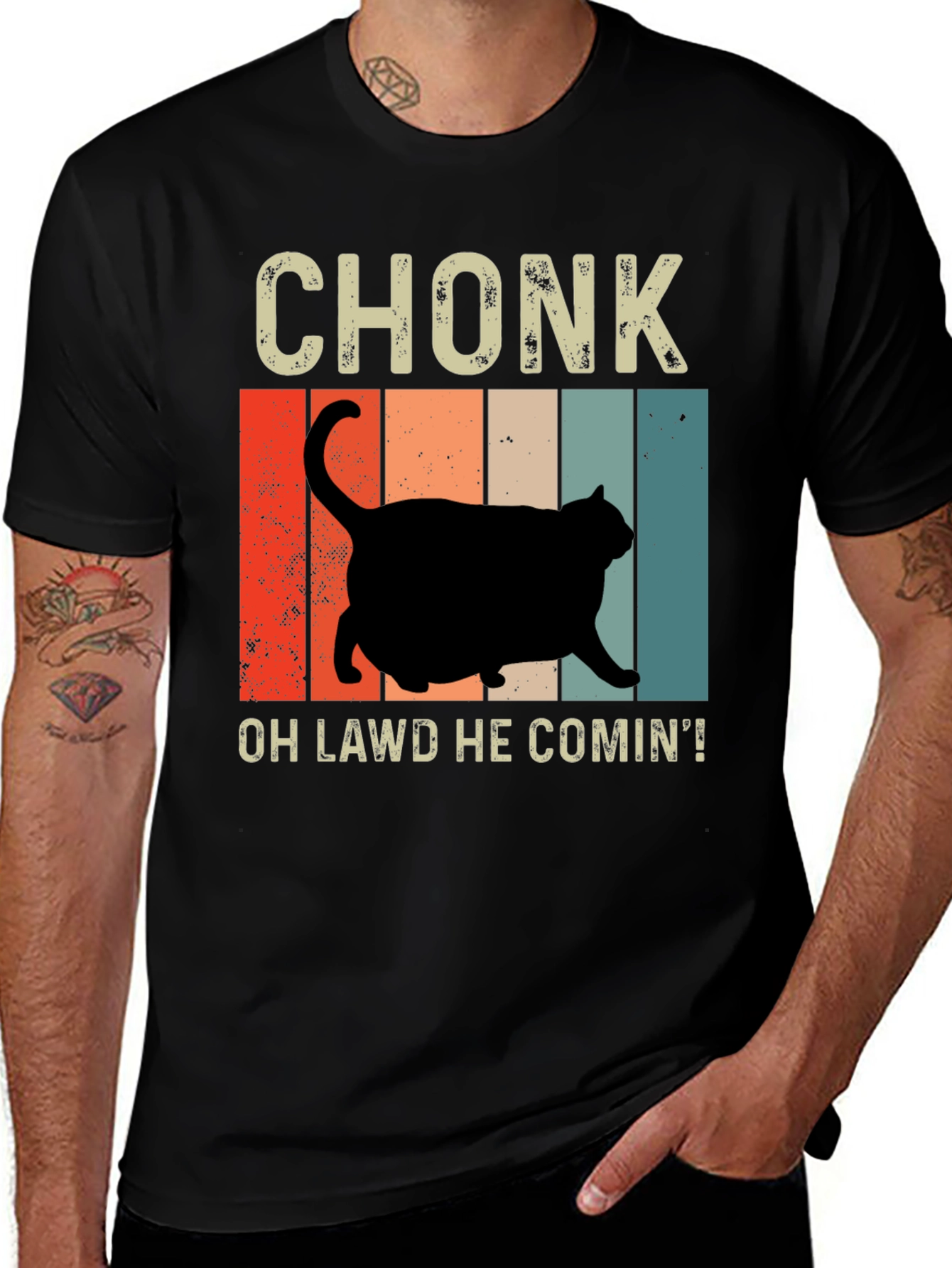 Variant 25 of Chonk Cat T-Shirt - Oh Lawd He Comin'!