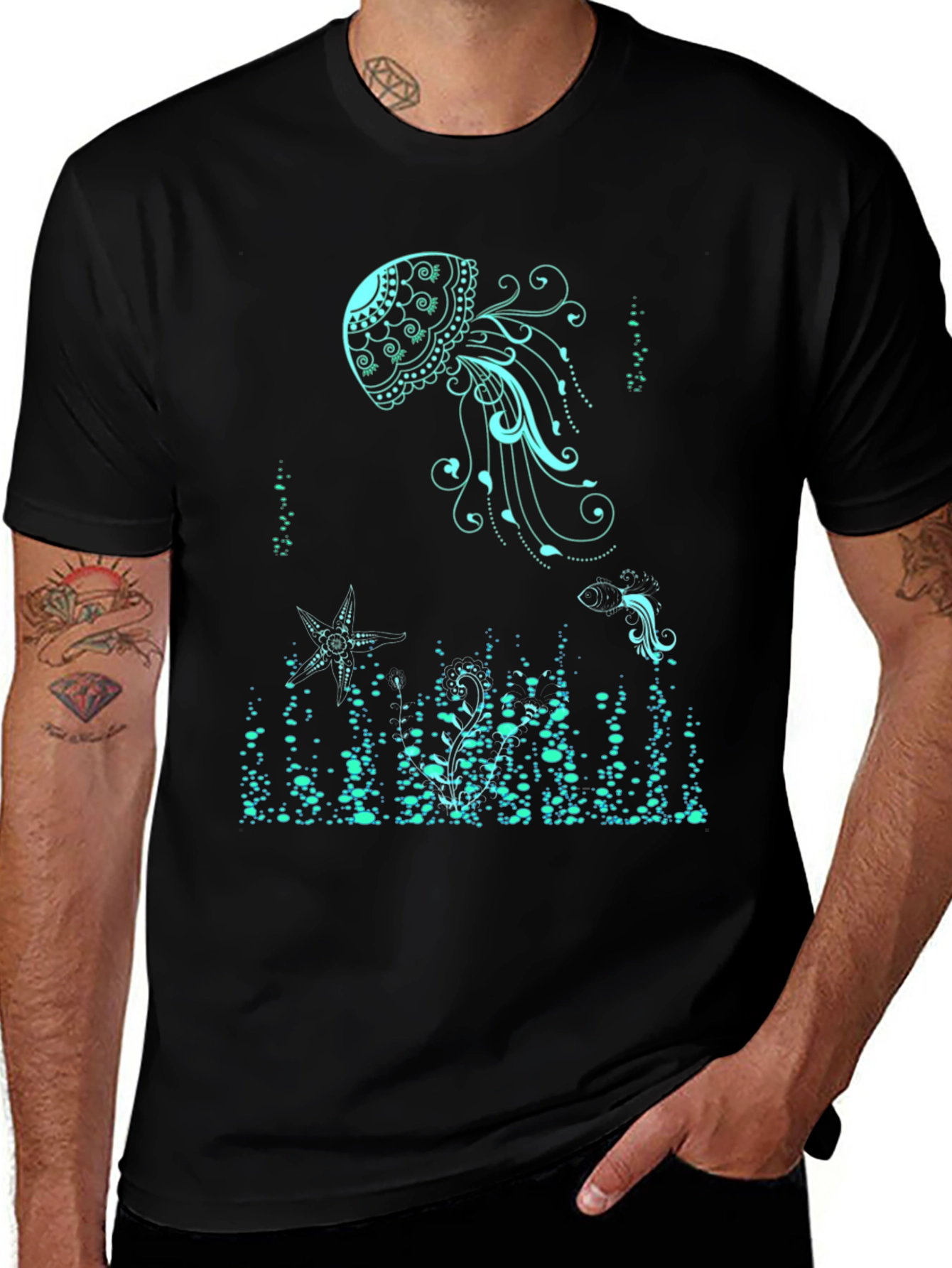 Variant 21 of Jellyfish Graphic T-Shirt - Black