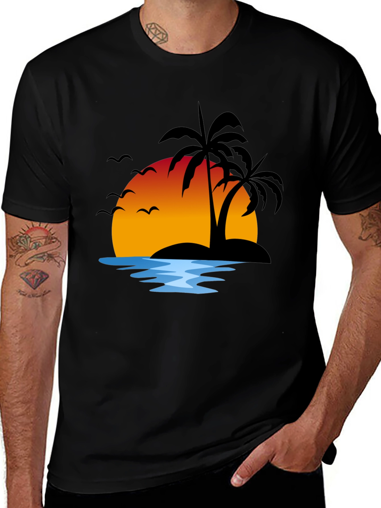 Variant 10 of Sunset Island Graphic Tee - Black