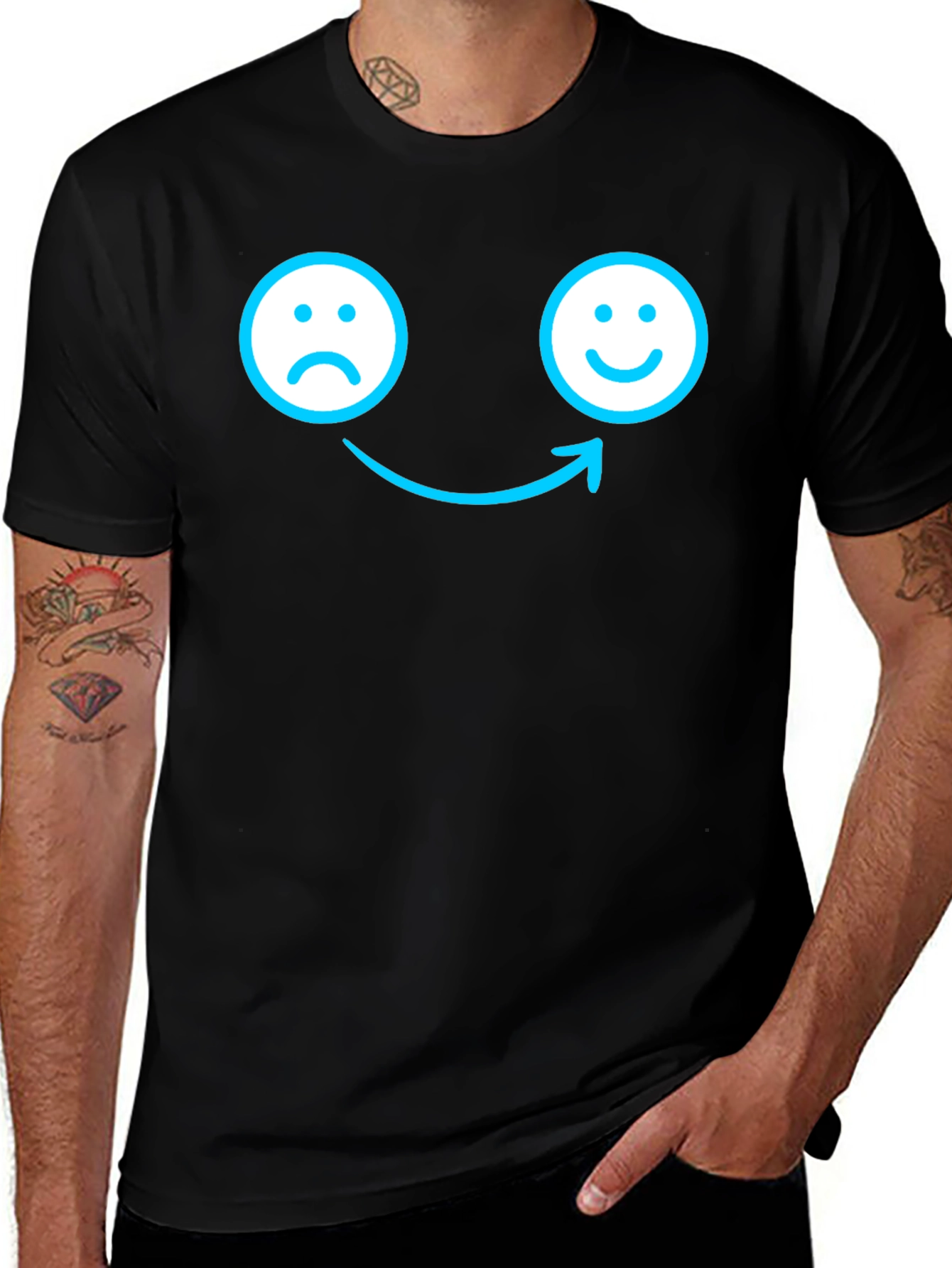 Variant 30 of Mood Shift T-Shirt - Happy Face Arrow Tee