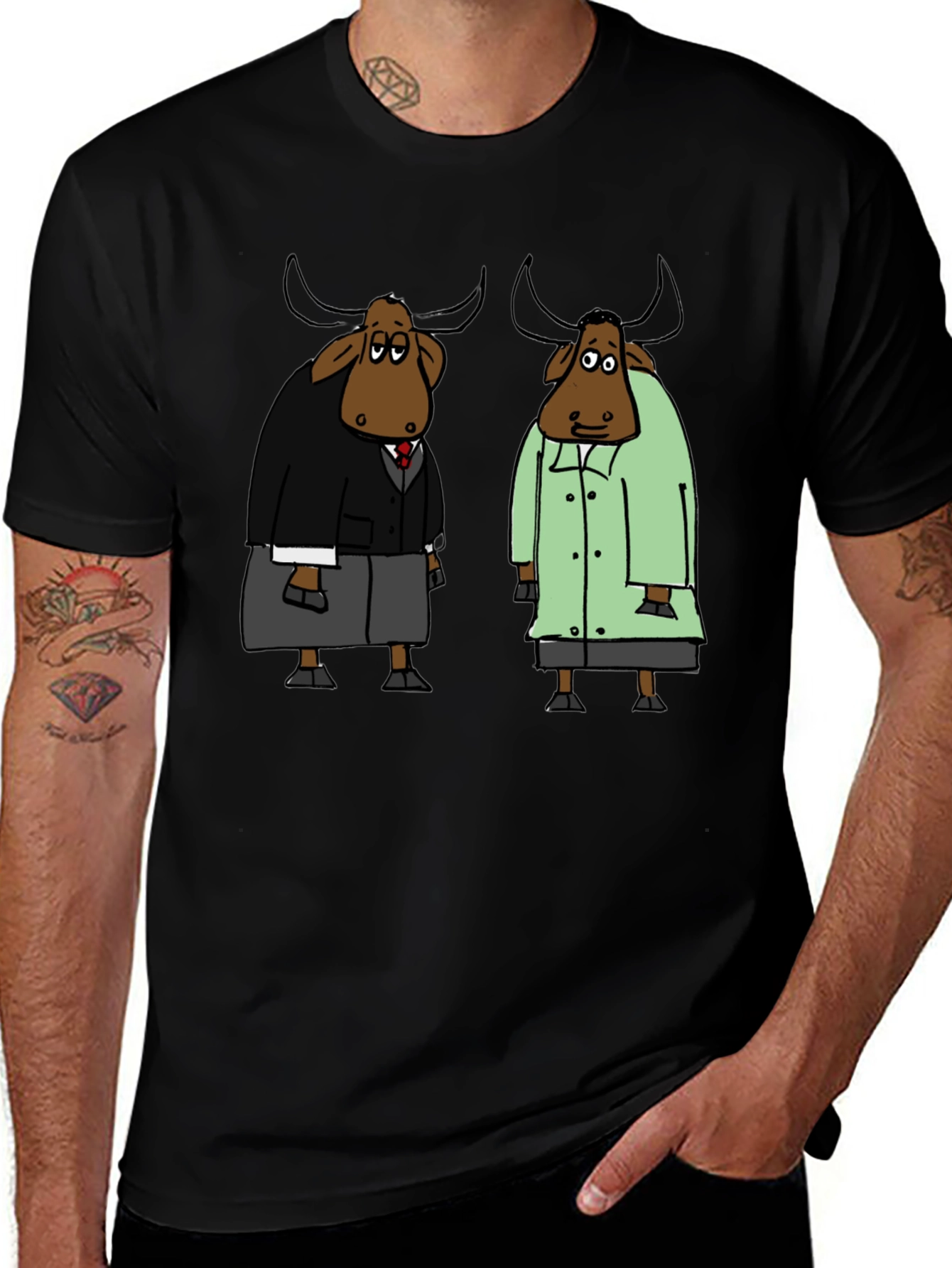 Variant 5 of Cartoon Buffalo Black T-Shirt