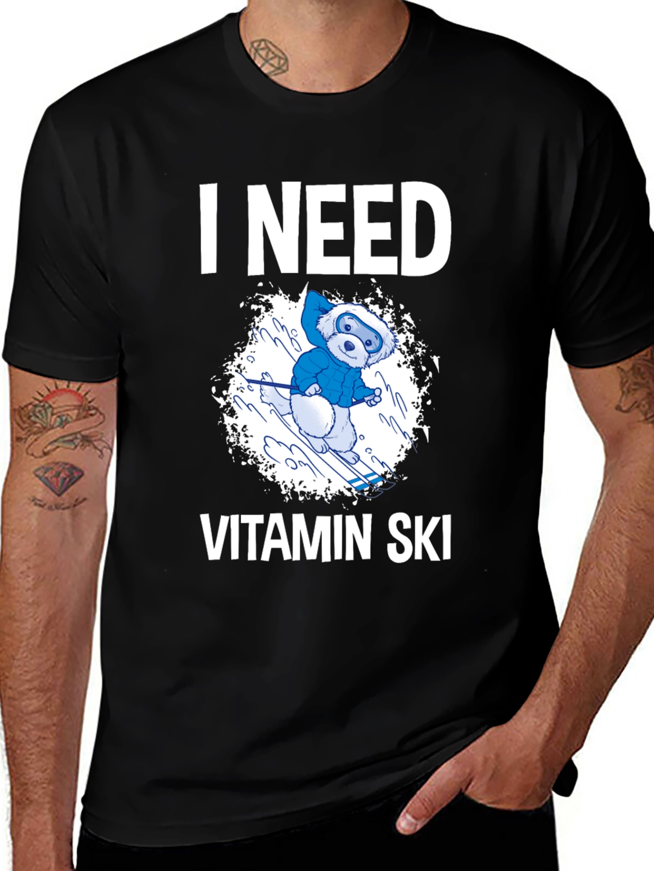 I Need Vitamin Ski T-Shirt - Fun Winter Tee