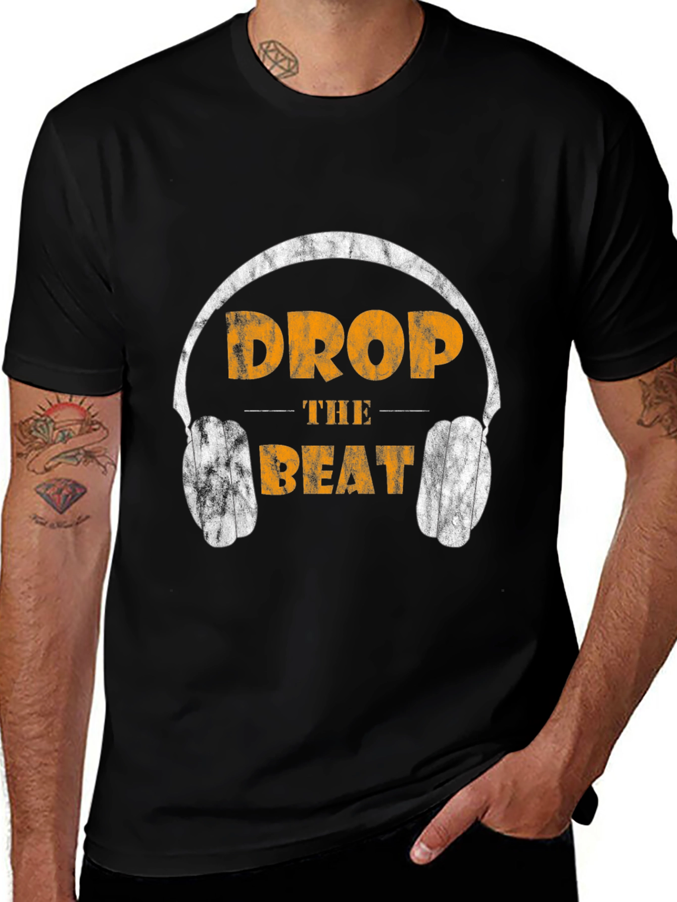 Variant 30 of Drop The Beat Graphic Tee - DJ Headphones T-Shirt