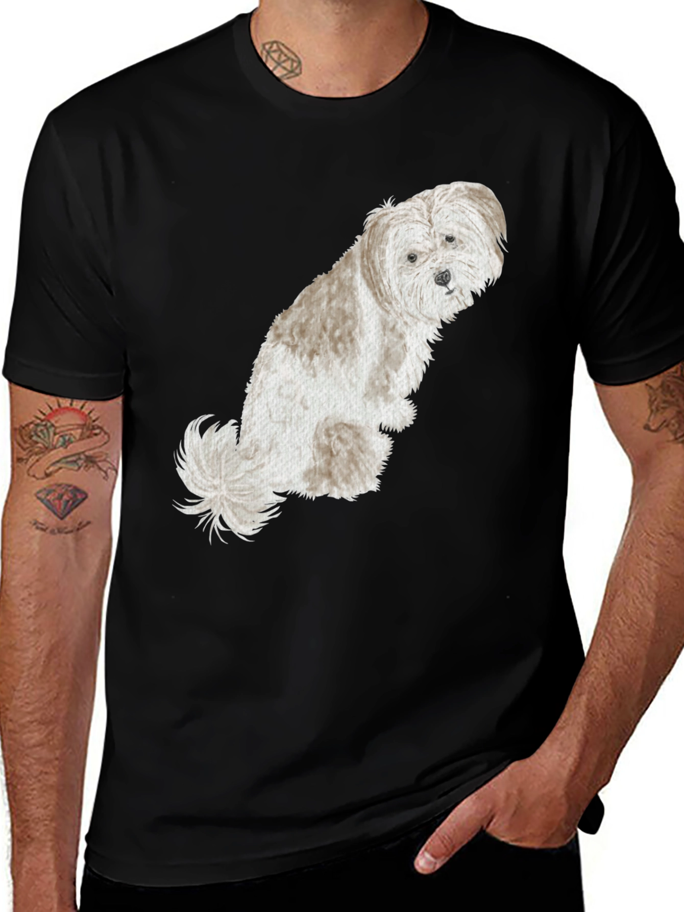 Variant 28 of Cute Dog Graphic Tee - Black Cotton Shirt
