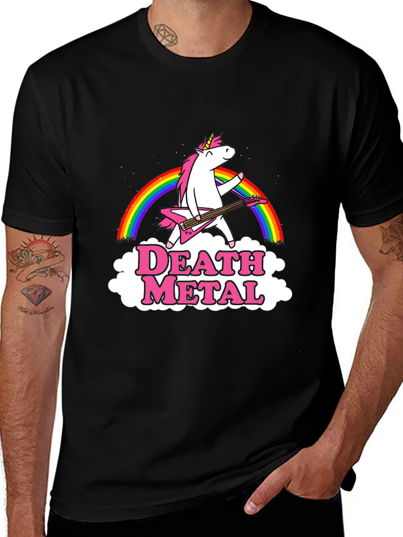 Variant 3 of Unicorn Death Metal T-Shirt - Rainbow Rock Style